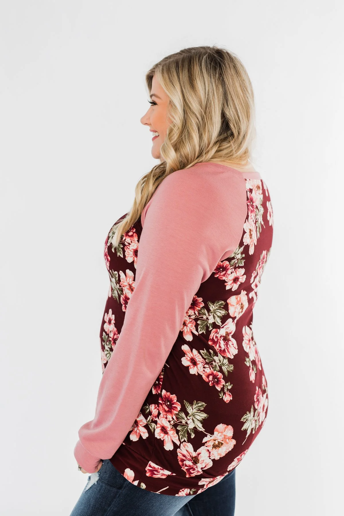Life With You Floral Top- Mauve Pink & Burgundy - Image 8
