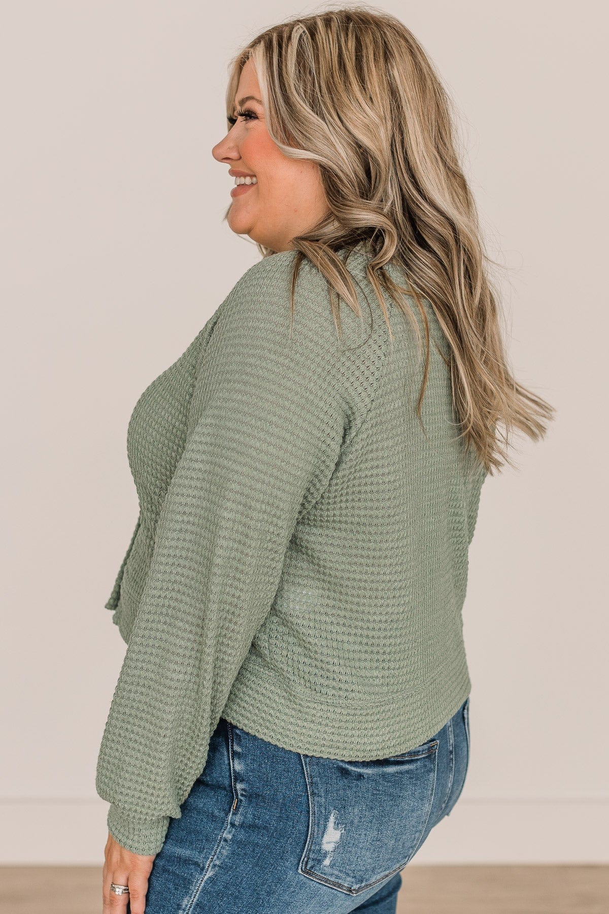 Lifelong Memories Knit Button Cardigan- Sage - Image 6