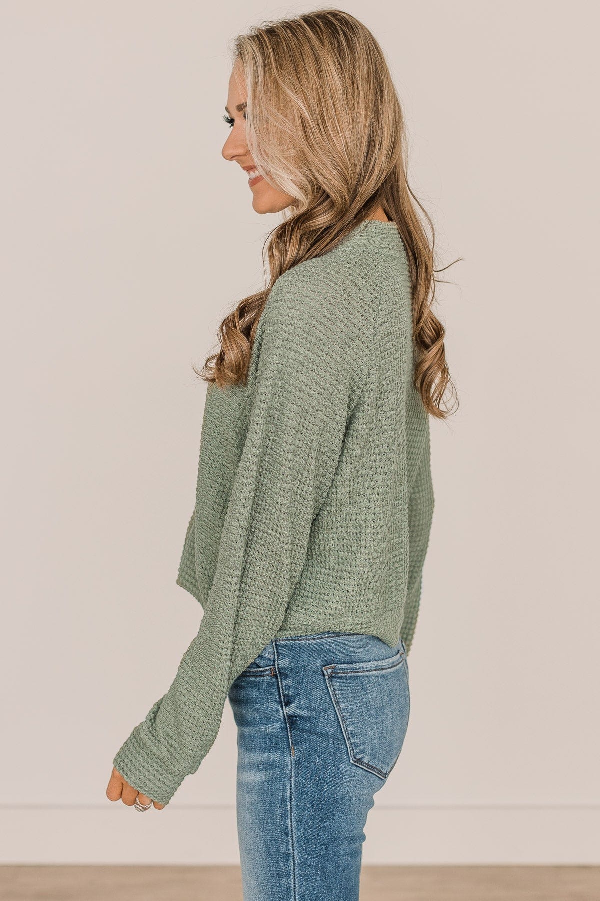 Lifelong Memories Knit Button Cardigan- Sage - Image 7