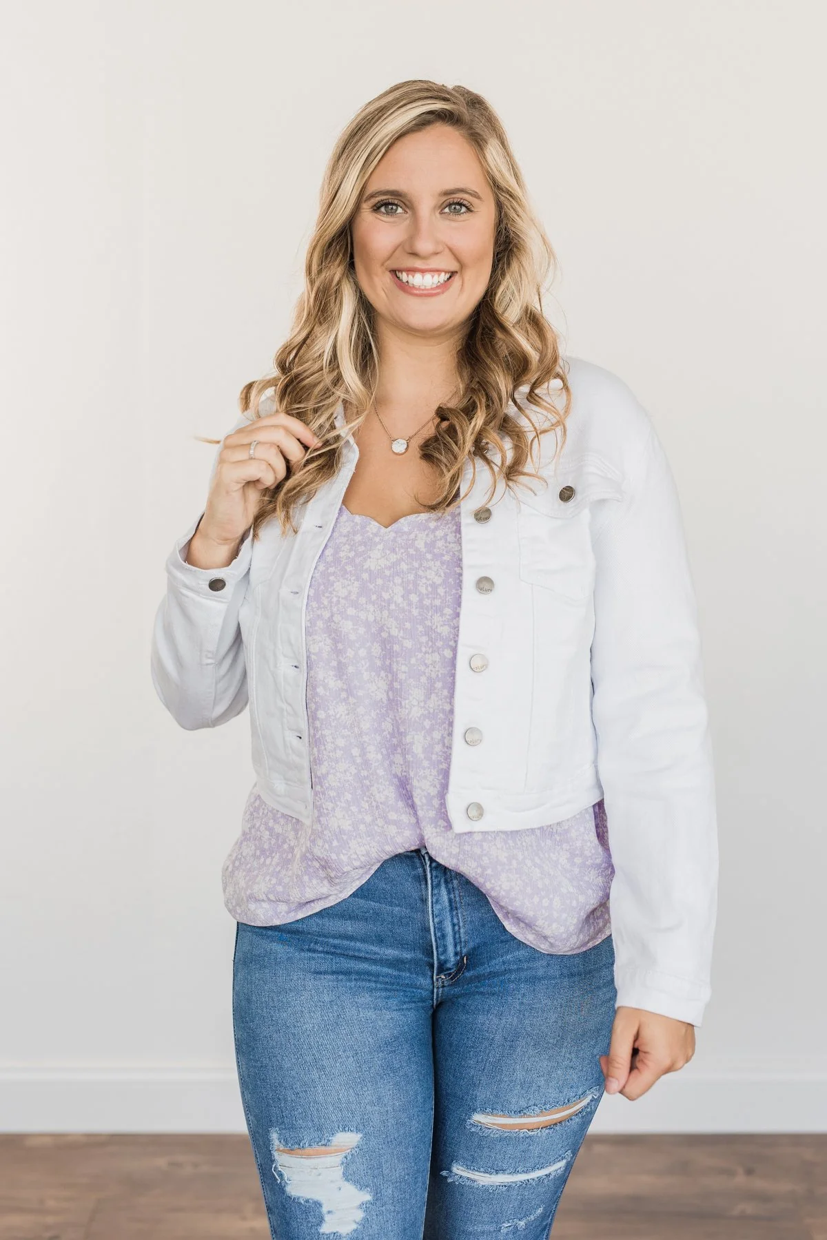 Life's A Journey Cropped Denim Jacket- White - Image 6