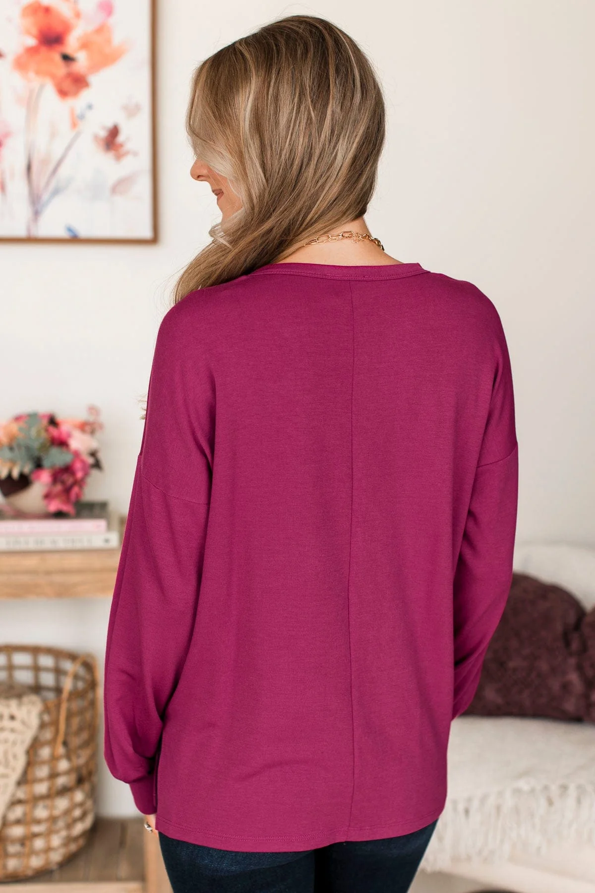 Life's Blessings Long Sleeve Top- Magenta - Image 8