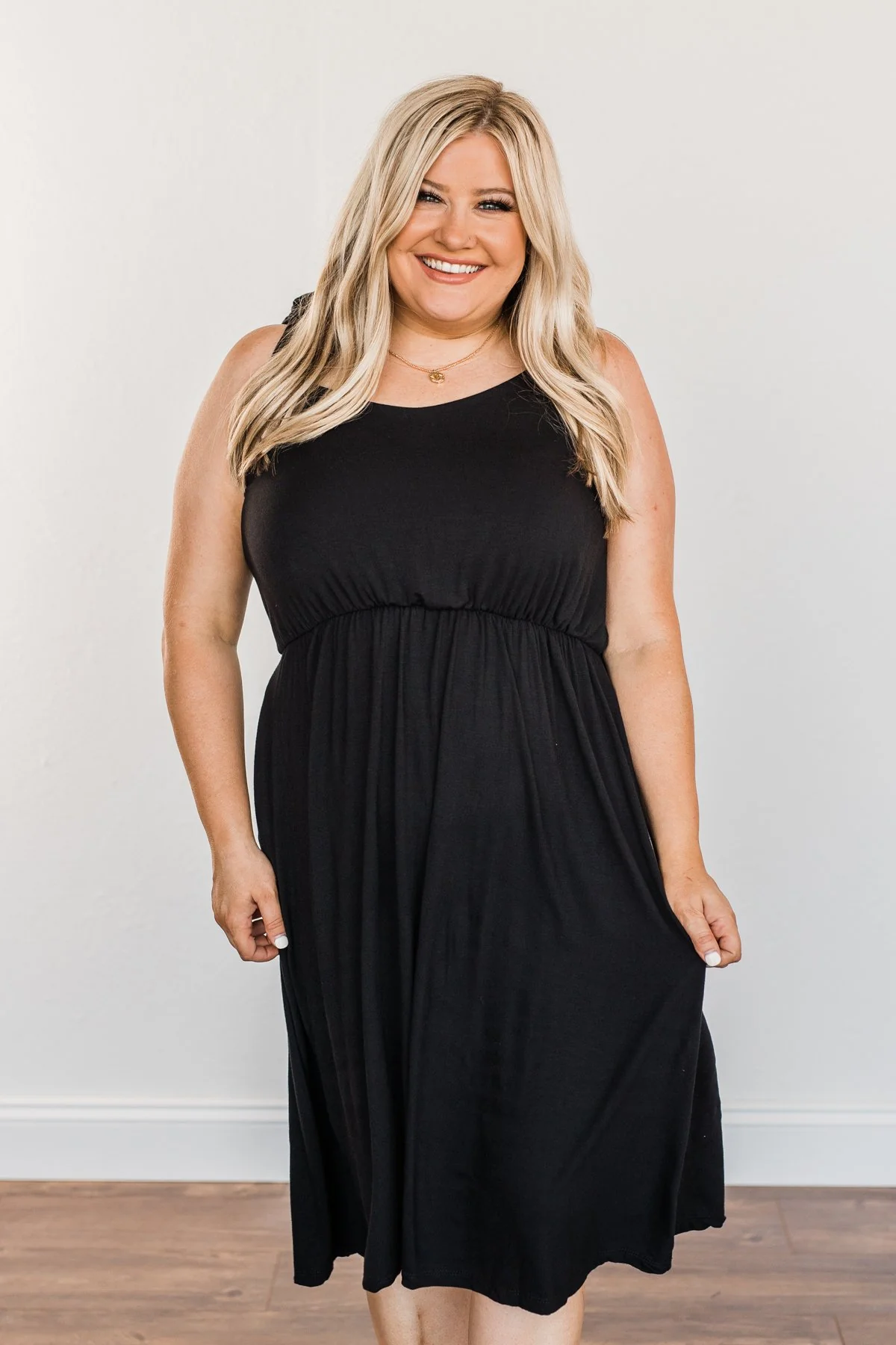 Lifetime Of Loving You Tie Sleeve Dress- Black