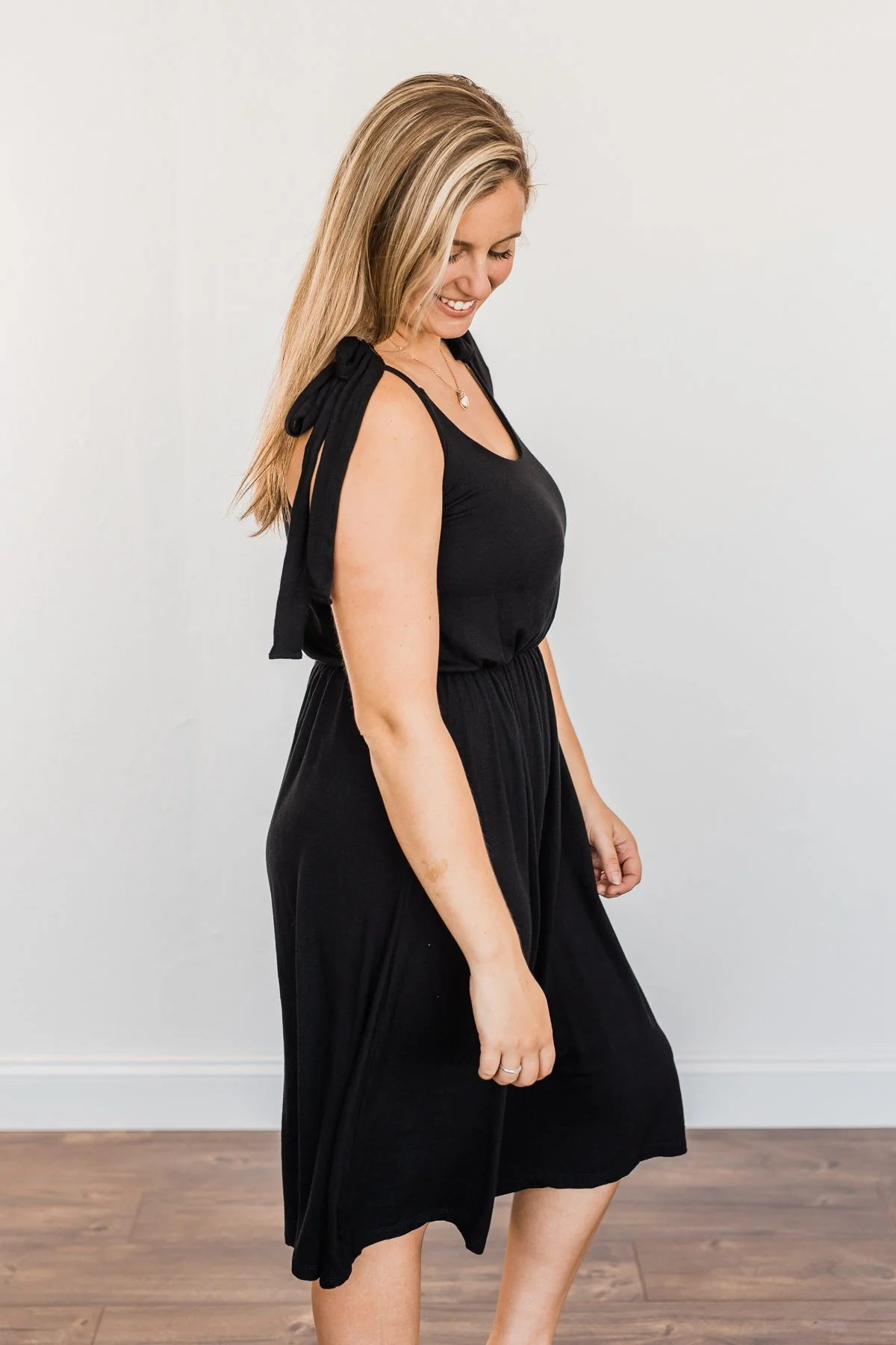Lifetime Of Loving You Tie Sleeve Dress- Black - Image 10