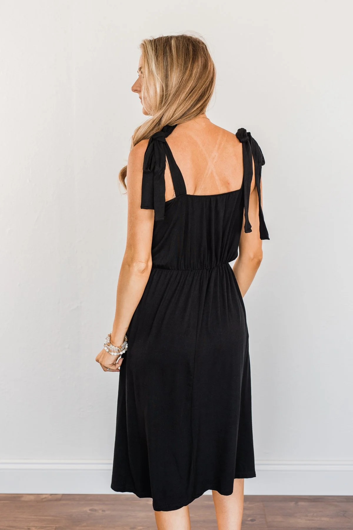Lifetime Of Loving You Tie Sleeve Dress- Black - Image 11