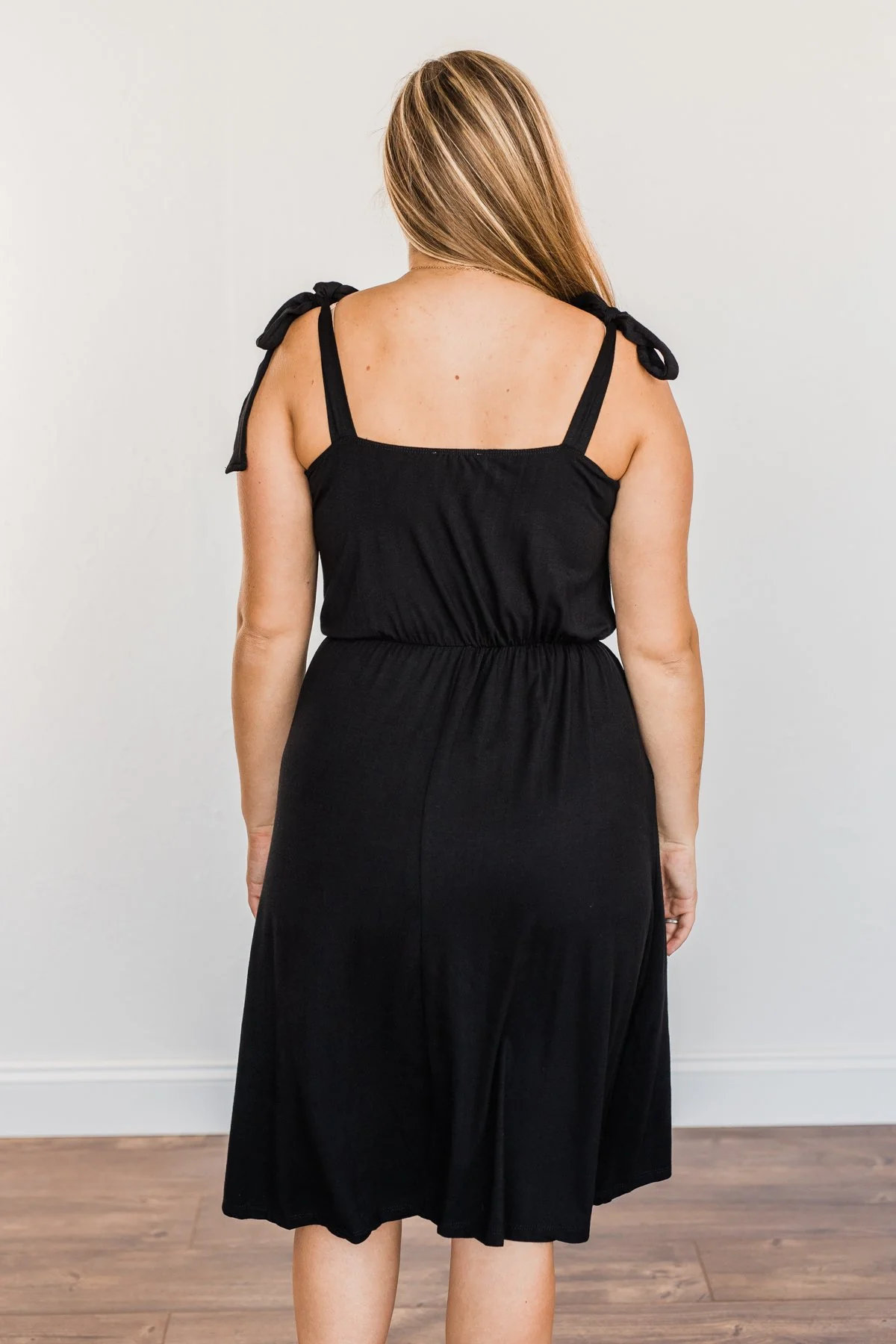 Lifetime Of Loving You Tie Sleeve Dress- Black - Image 12