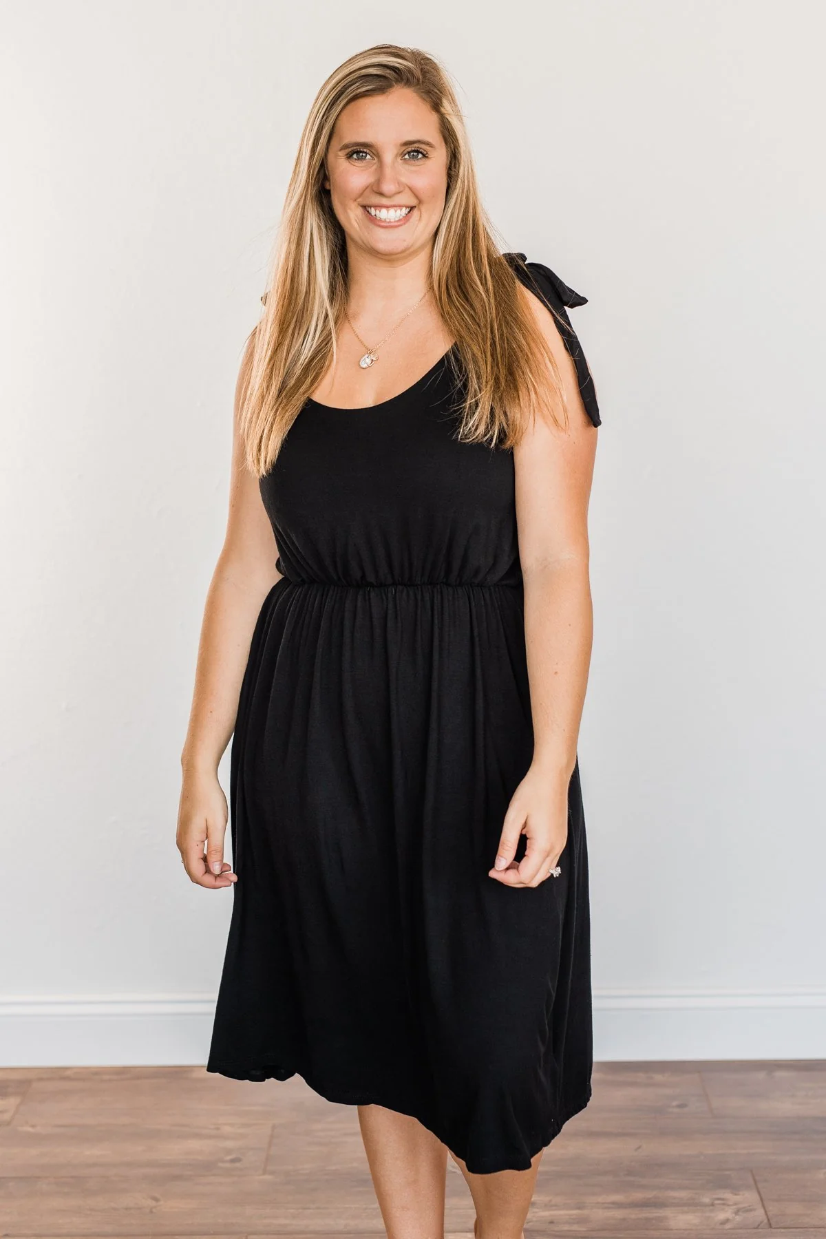 Lifetime Of Loving You Tie Sleeve Dress- Black - Image 3