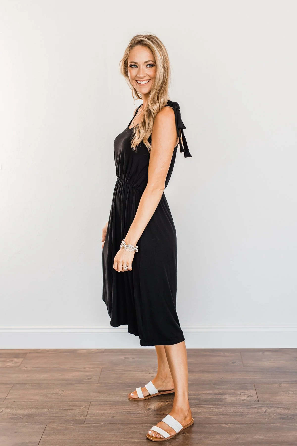 Lifetime Of Loving You Tie Sleeve Dress- Black - Image 9