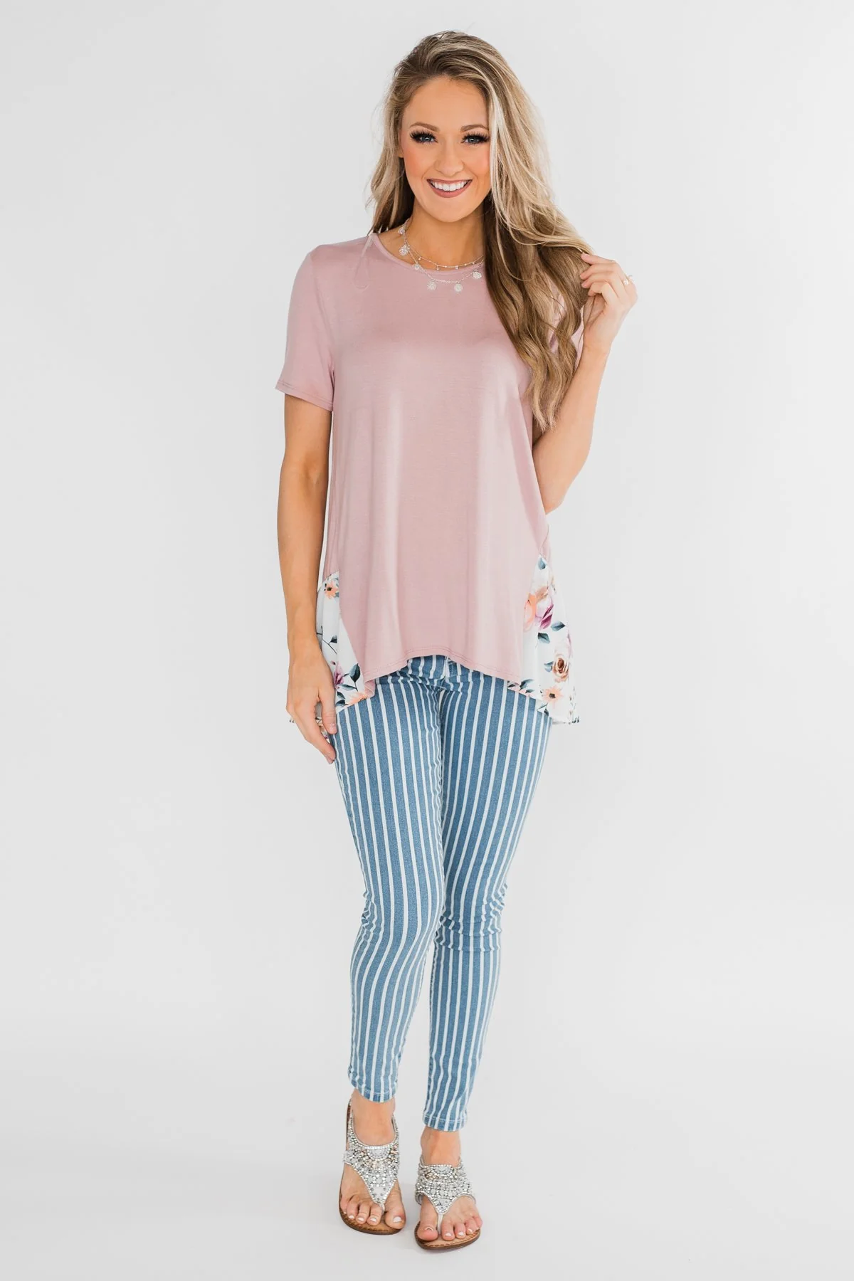 Lift My Spirits Floral Ruffle Top- Mauve - Image 3