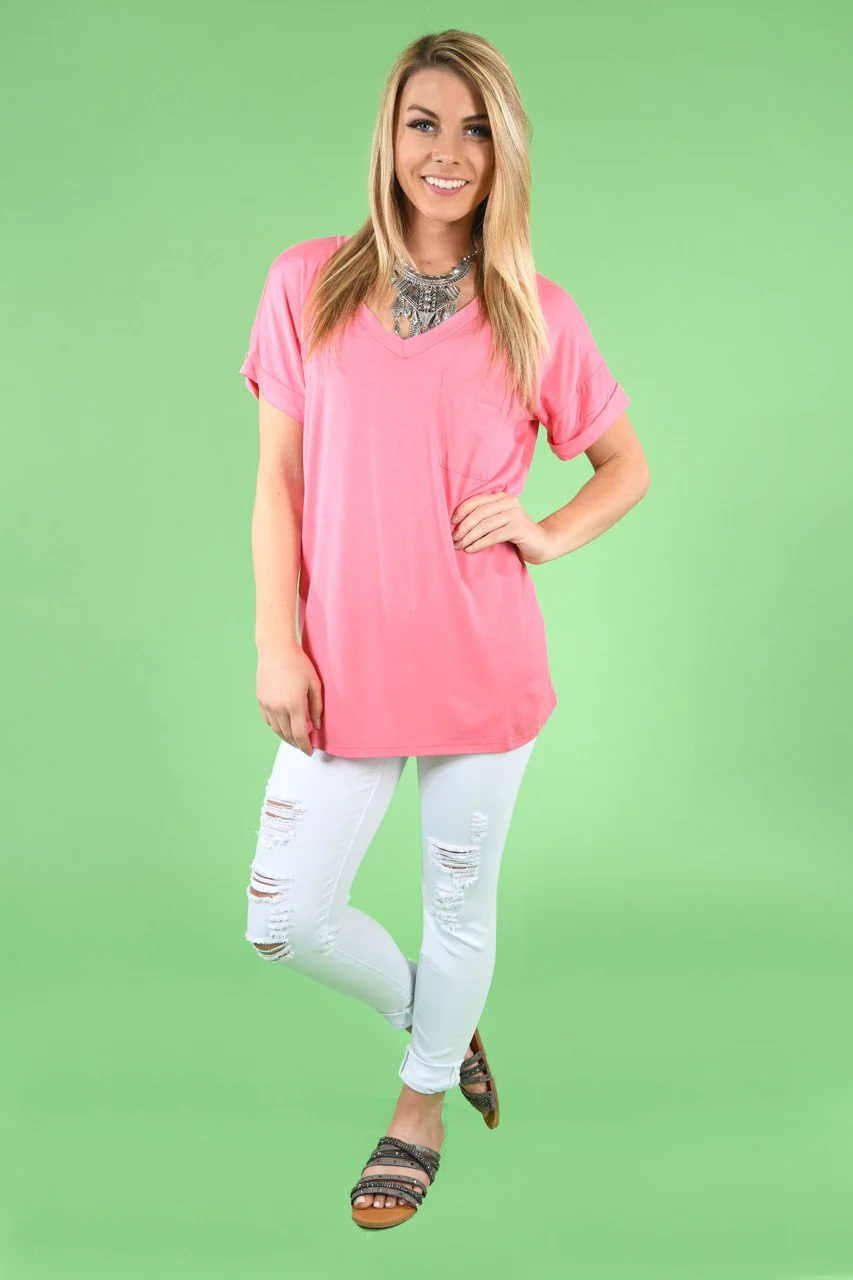 Light Pink Essential V-Neck Top - Image 2