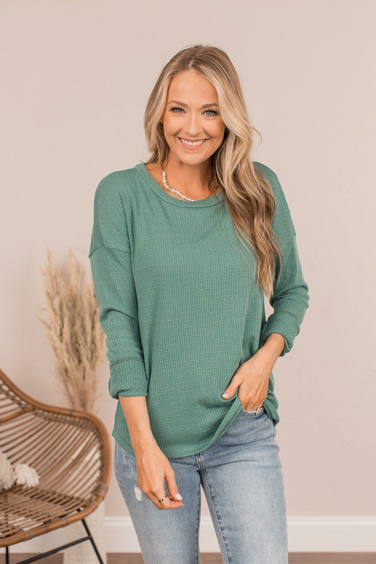 Light The Spark Long Sleeve Top- Green - Image 6