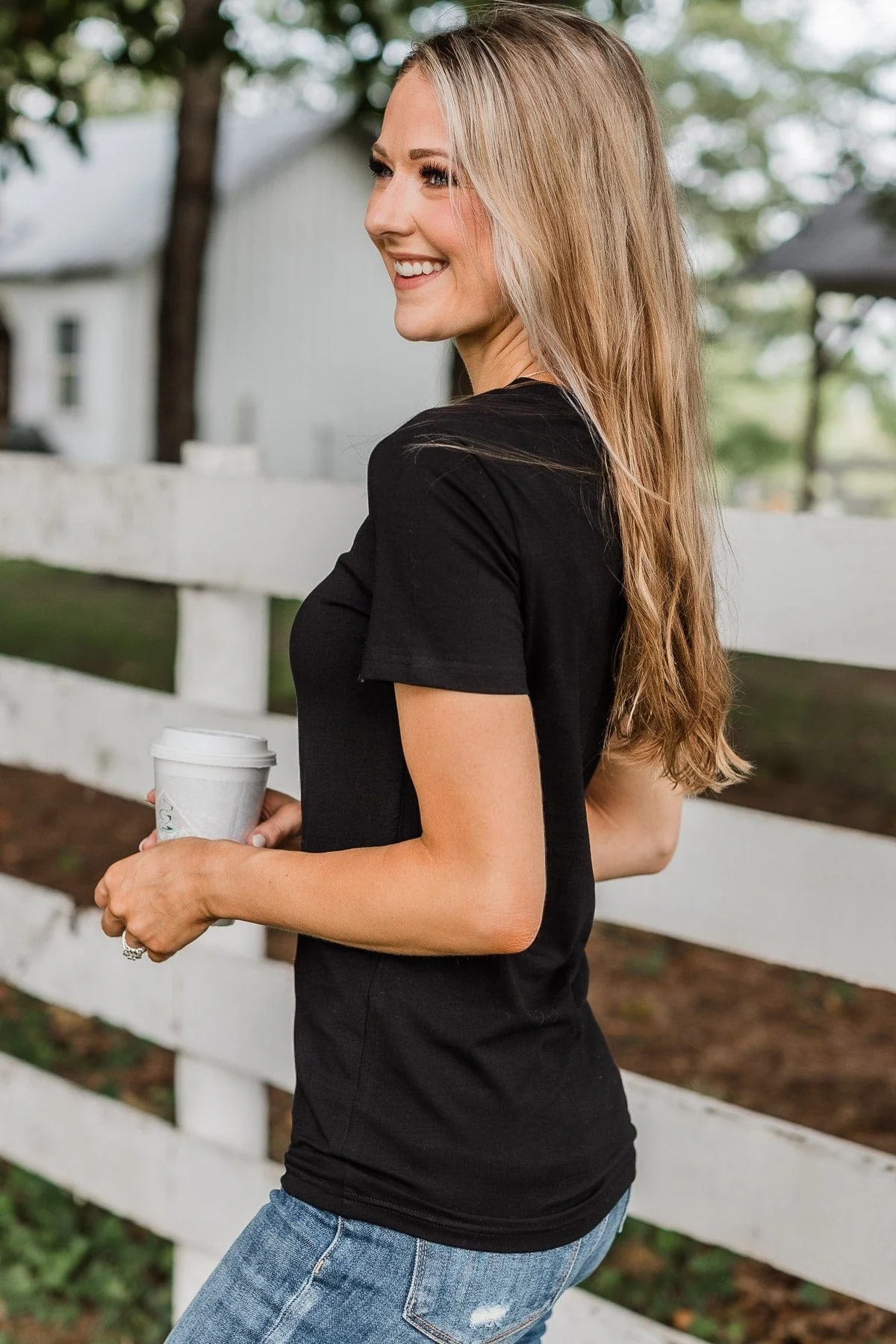 Light The Way V-Neck Top- Black - Image 6
