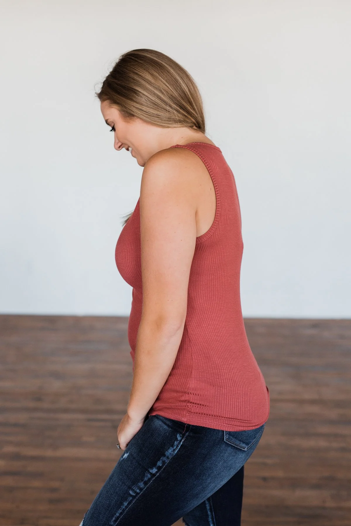 Light Up My Life Notch Tank Top- Cognac - Image 9
