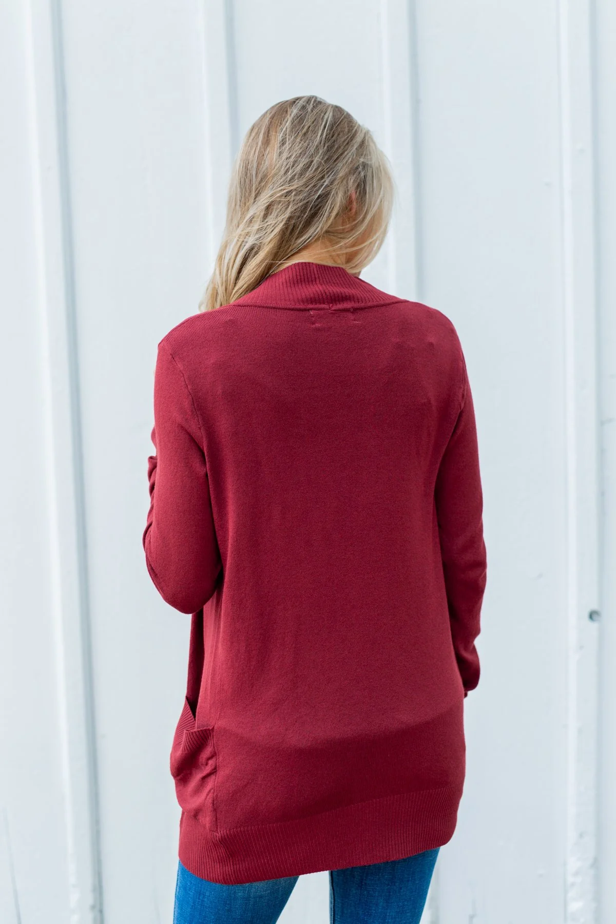 Light Weight Open Front Cardigan- Brick Red - Image 15