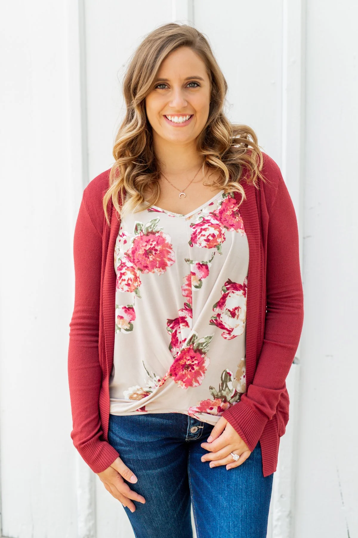Light Weight Open Front Cardigan- Brick Red - Image 6