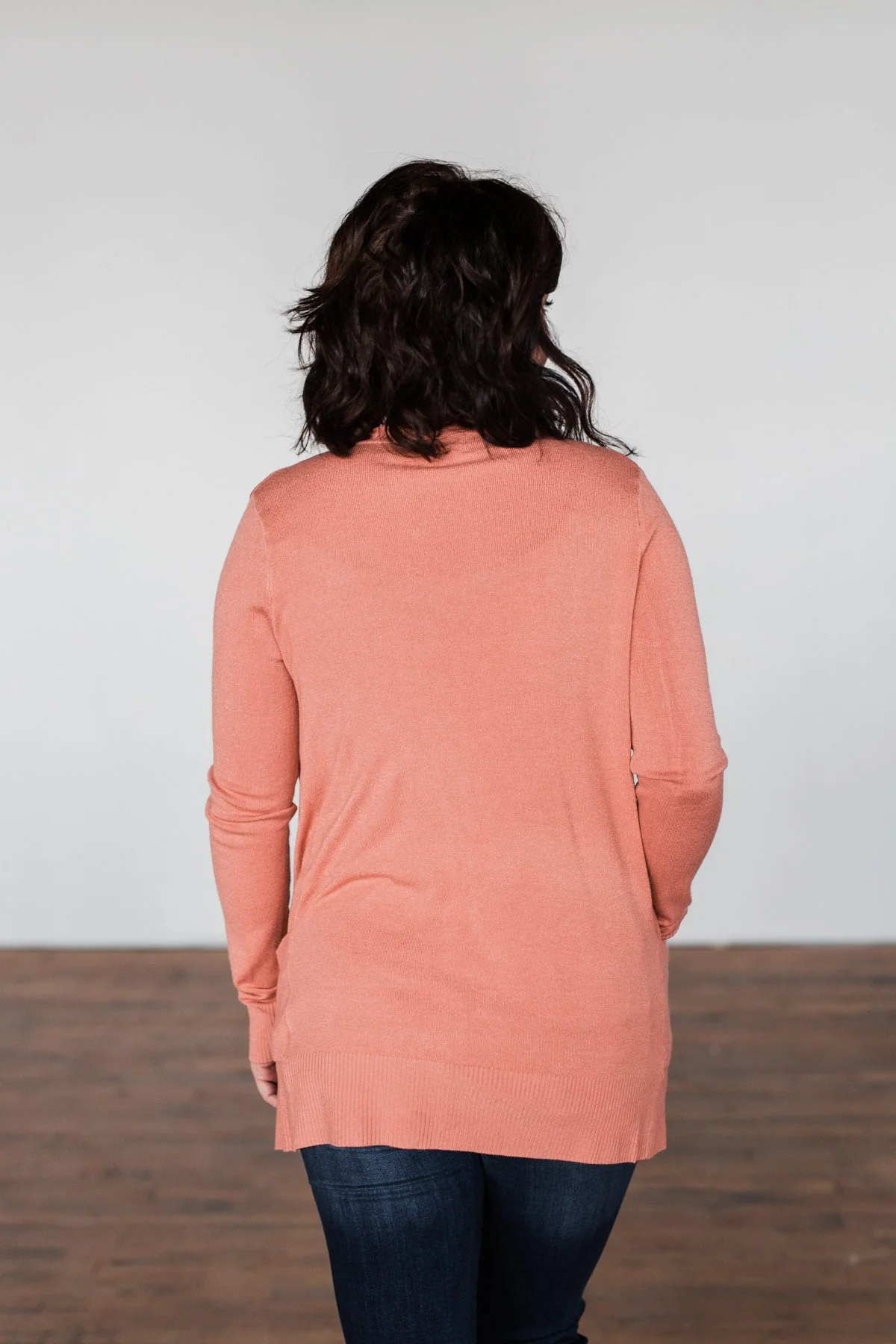 Light Weight Open Front Cardigan- Dusty Coral - Image 8