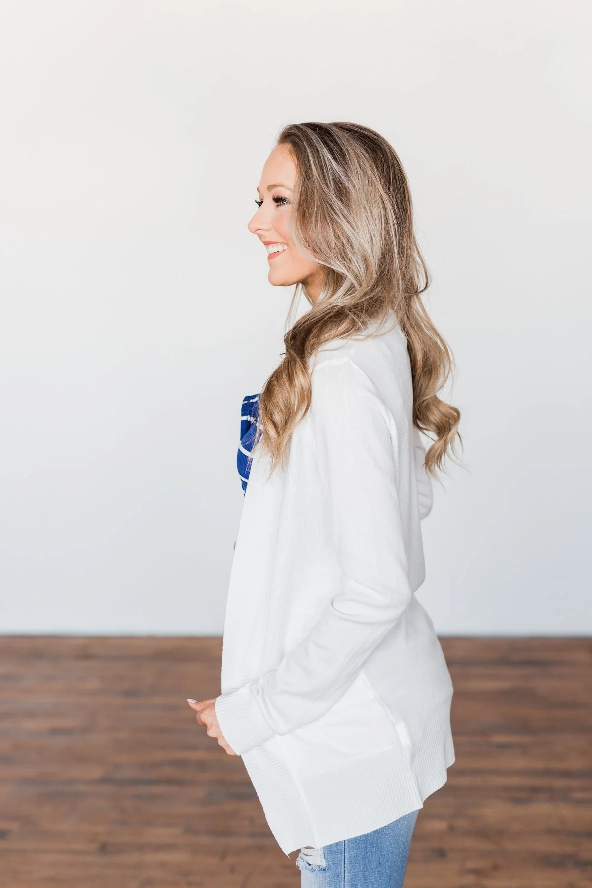 Light Weight Open Front Cardigan- Off White - Image 5
