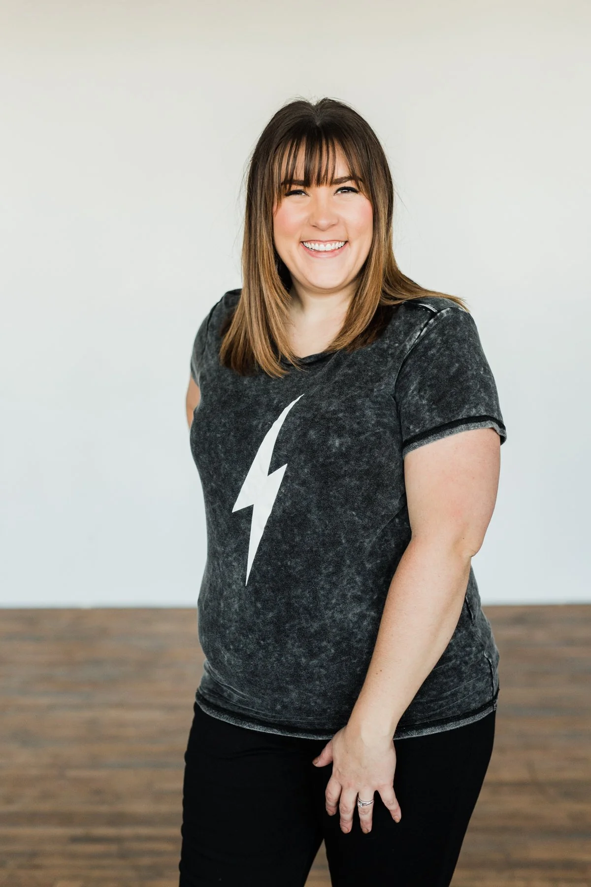 Lightning Bolt Graphic Tee- Charcoal - Image 3