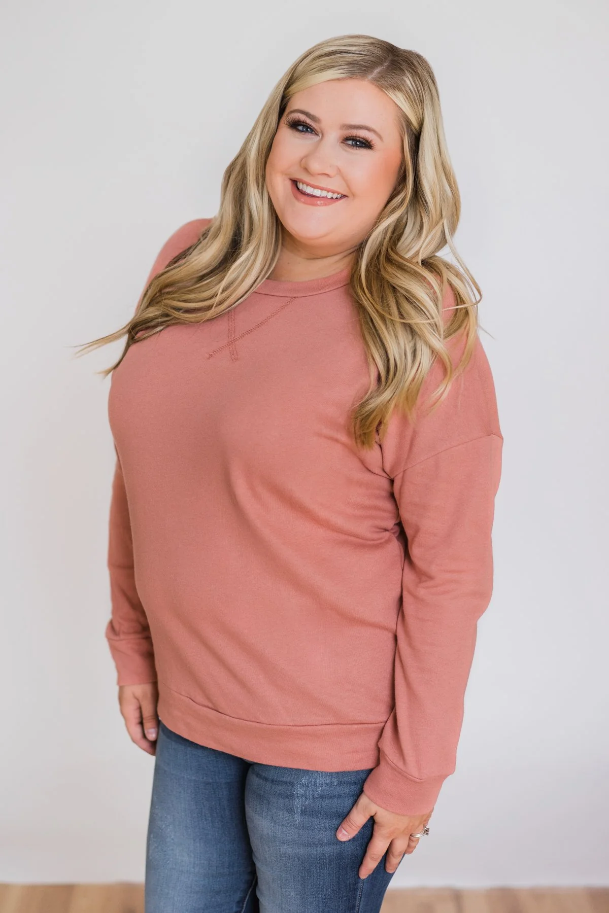 Lightweight Long Sleeve Crewneck- Rosé - Image 8
