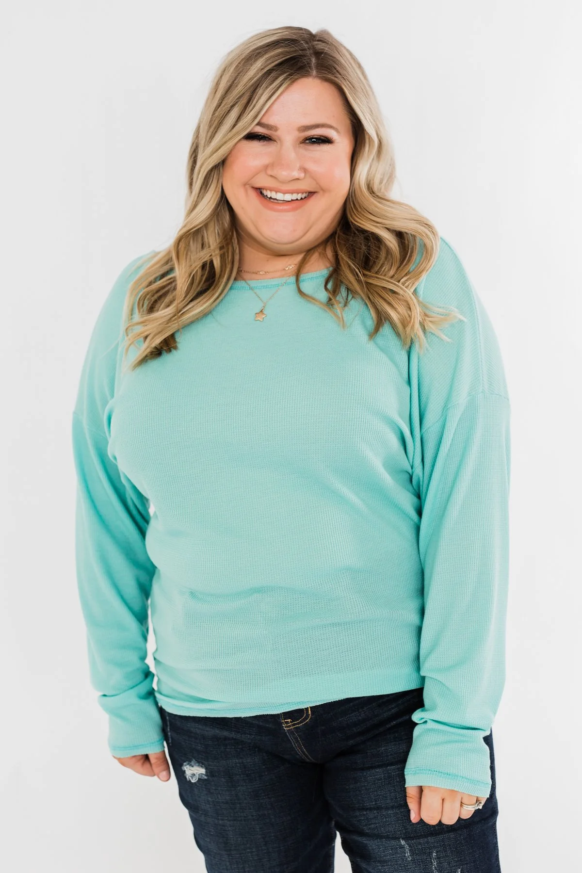 Lightweight Long Sleeve Thermal Top- Mint Blue - Image 3