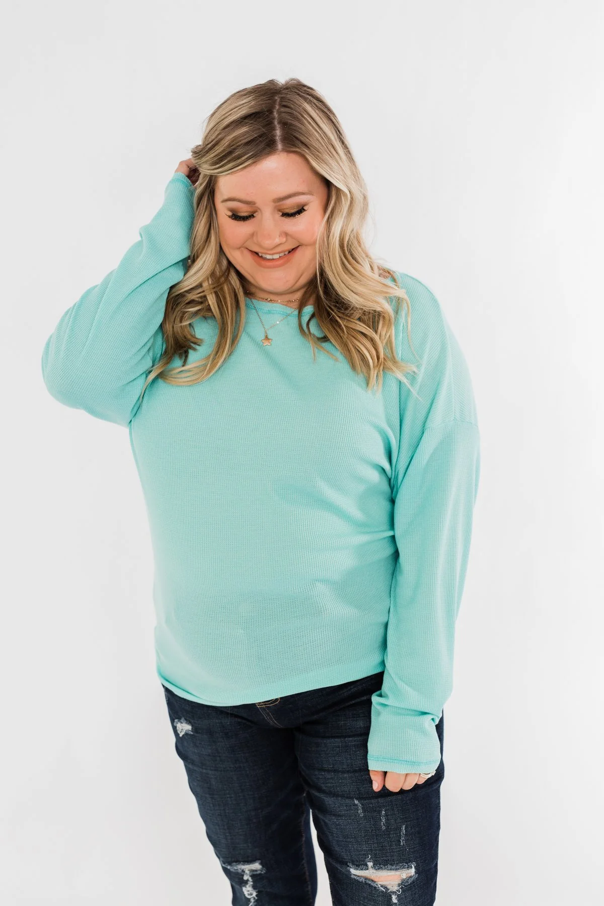 Lightweight Long Sleeve Thermal Top- Mint Blue - Image 5