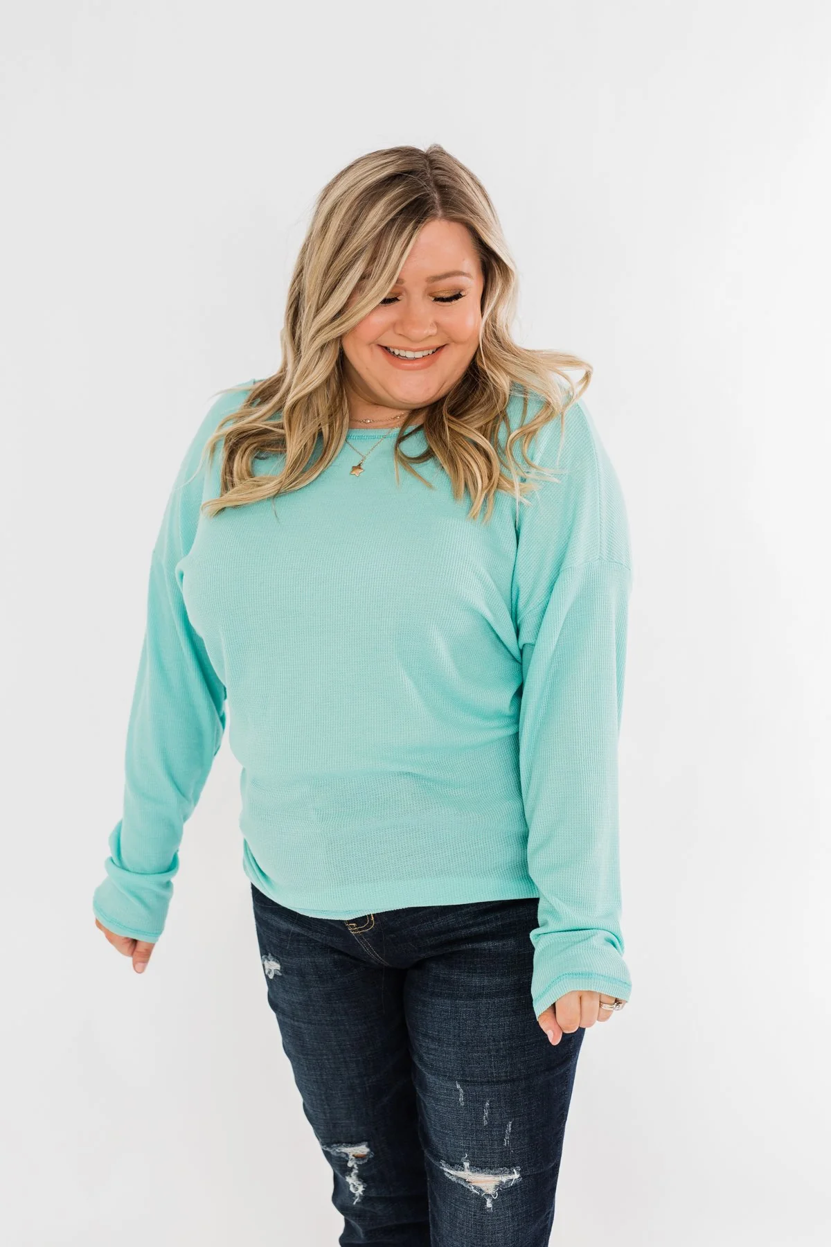 Lightweight Long Sleeve Thermal Top- Mint Blue - Image 7