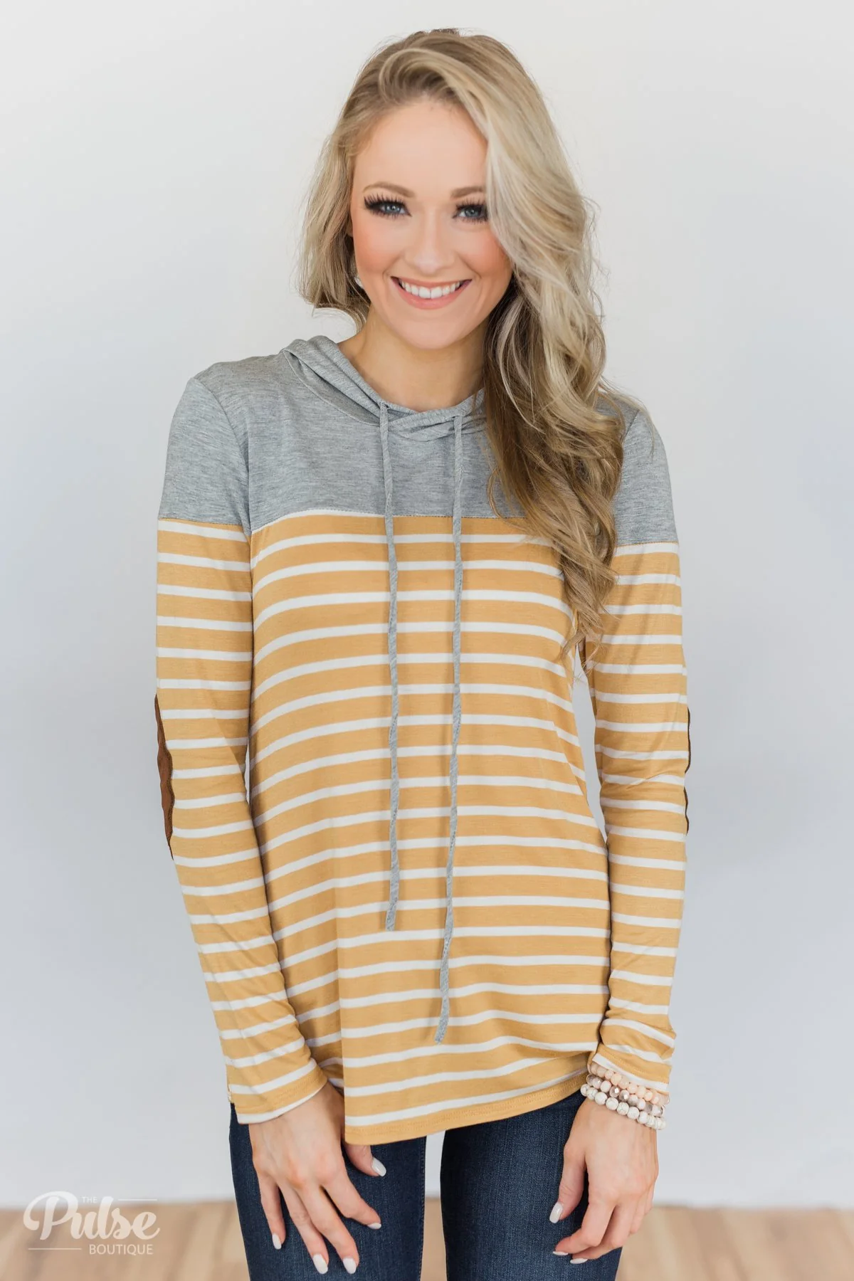 Lightweight Striped Hooded Top- Honey Yellow - Image 9