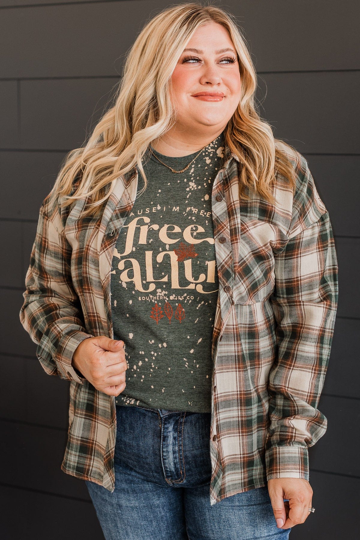 Like Clockwork Plaid Button Top- Hunter Green - Image 2