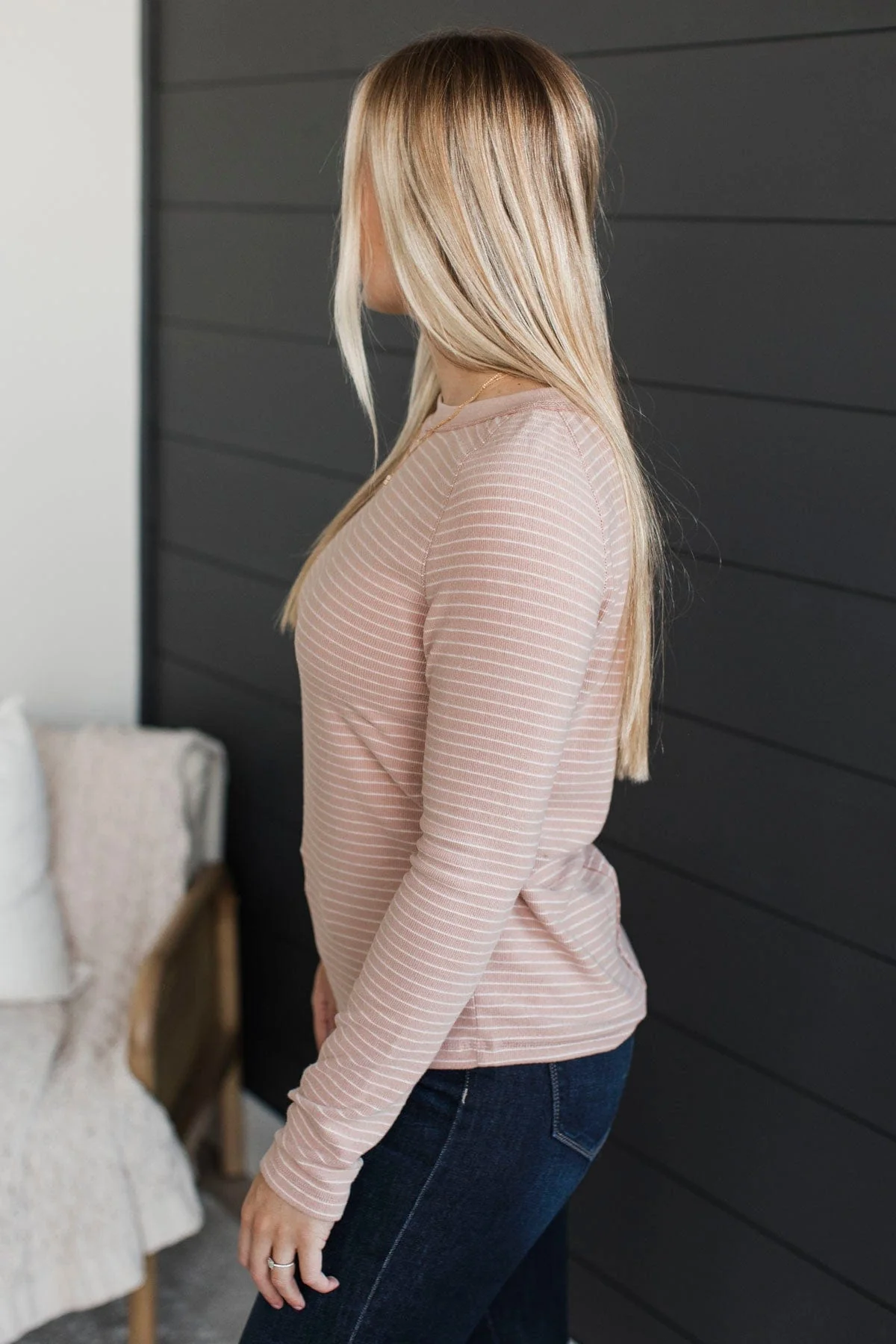 Like You A Lot Striped Top- Mauve - Image 6