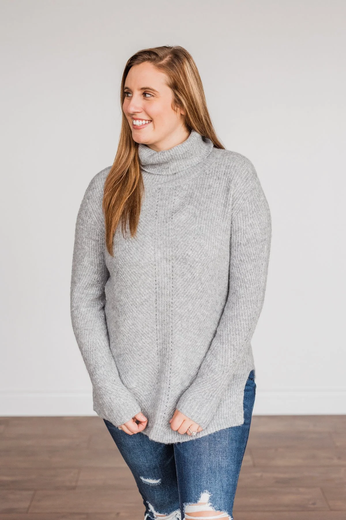 Limelight Aura Knit Cowl Neck Sweater- Grey - Image 4