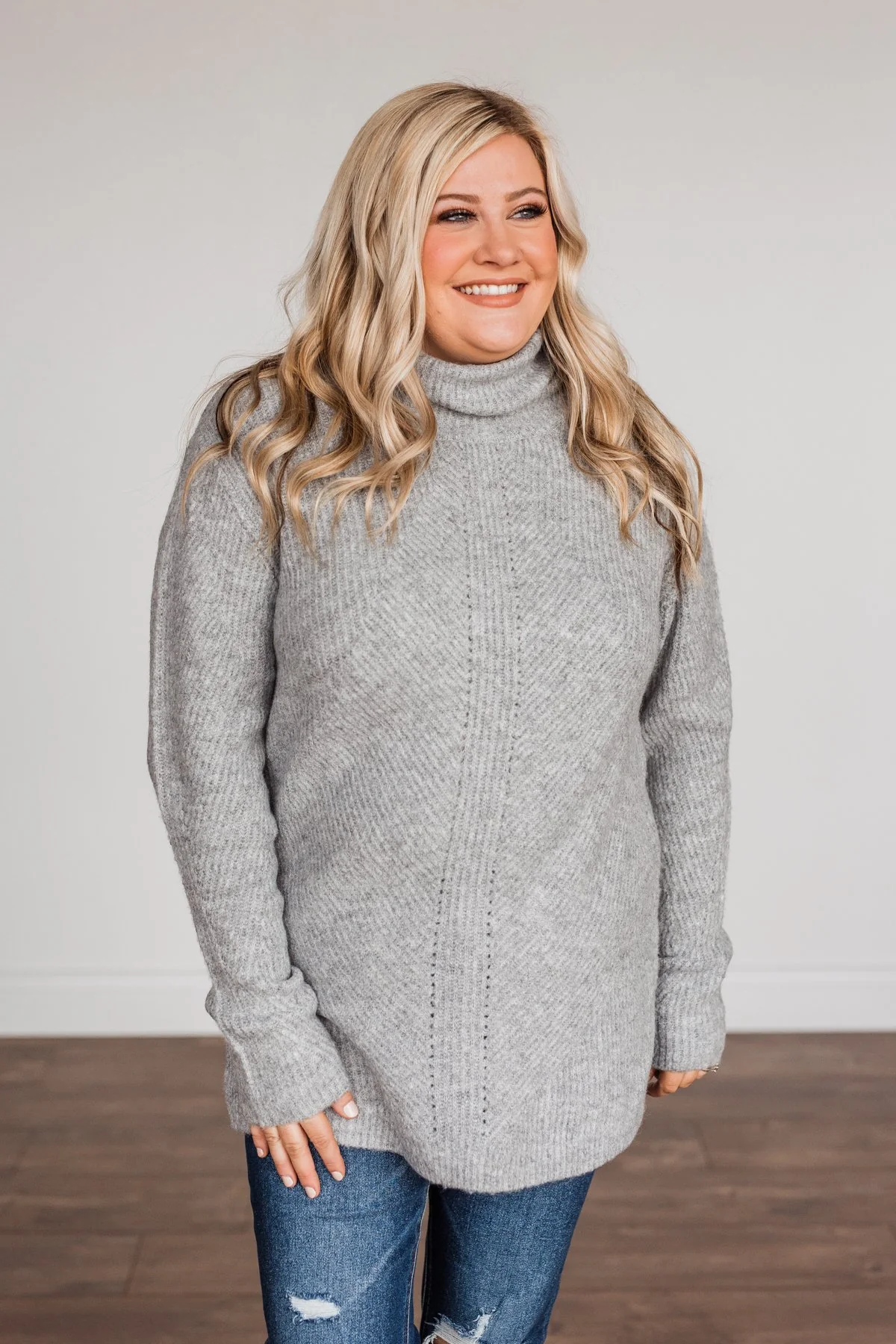 Limelight Aura Knit Cowl Neck Sweater- Grey - Image 8