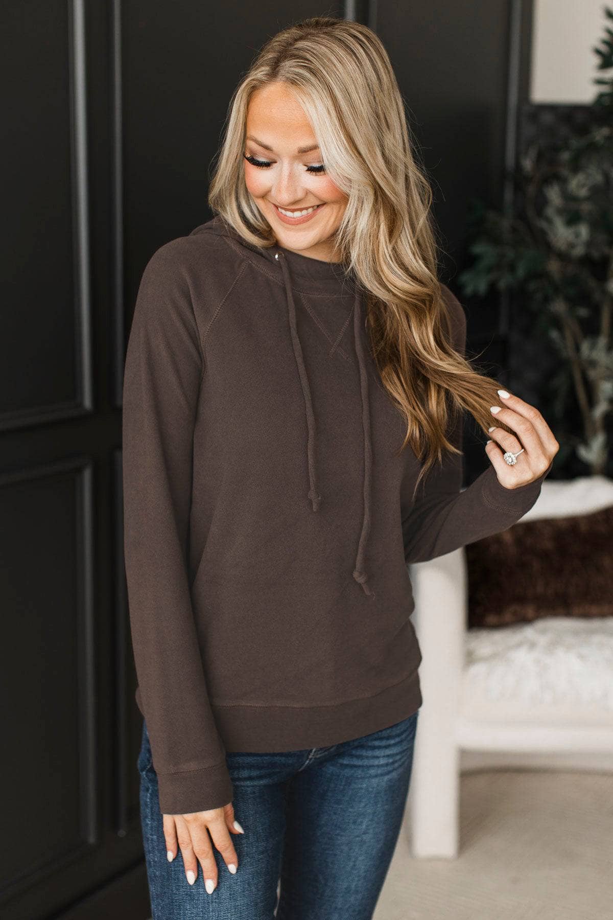 Limited Style Lightweight Scuba Hoodie- Dark Mocha - Image 4