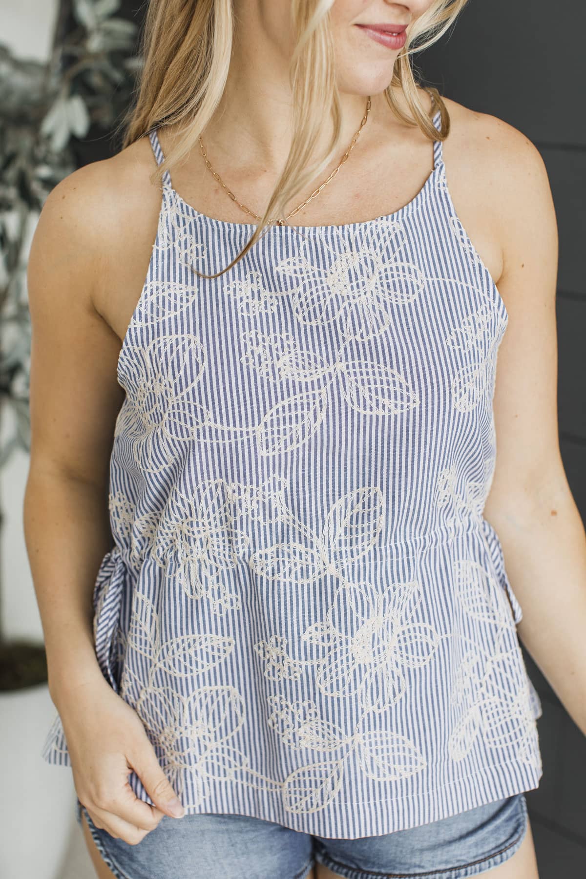 Limitless Energy Striped Tank Top- Navy