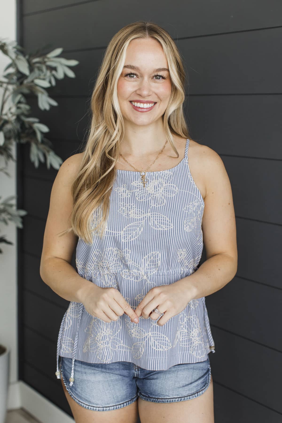 Limitless Energy Striped Tank Top- Navy - Image 3