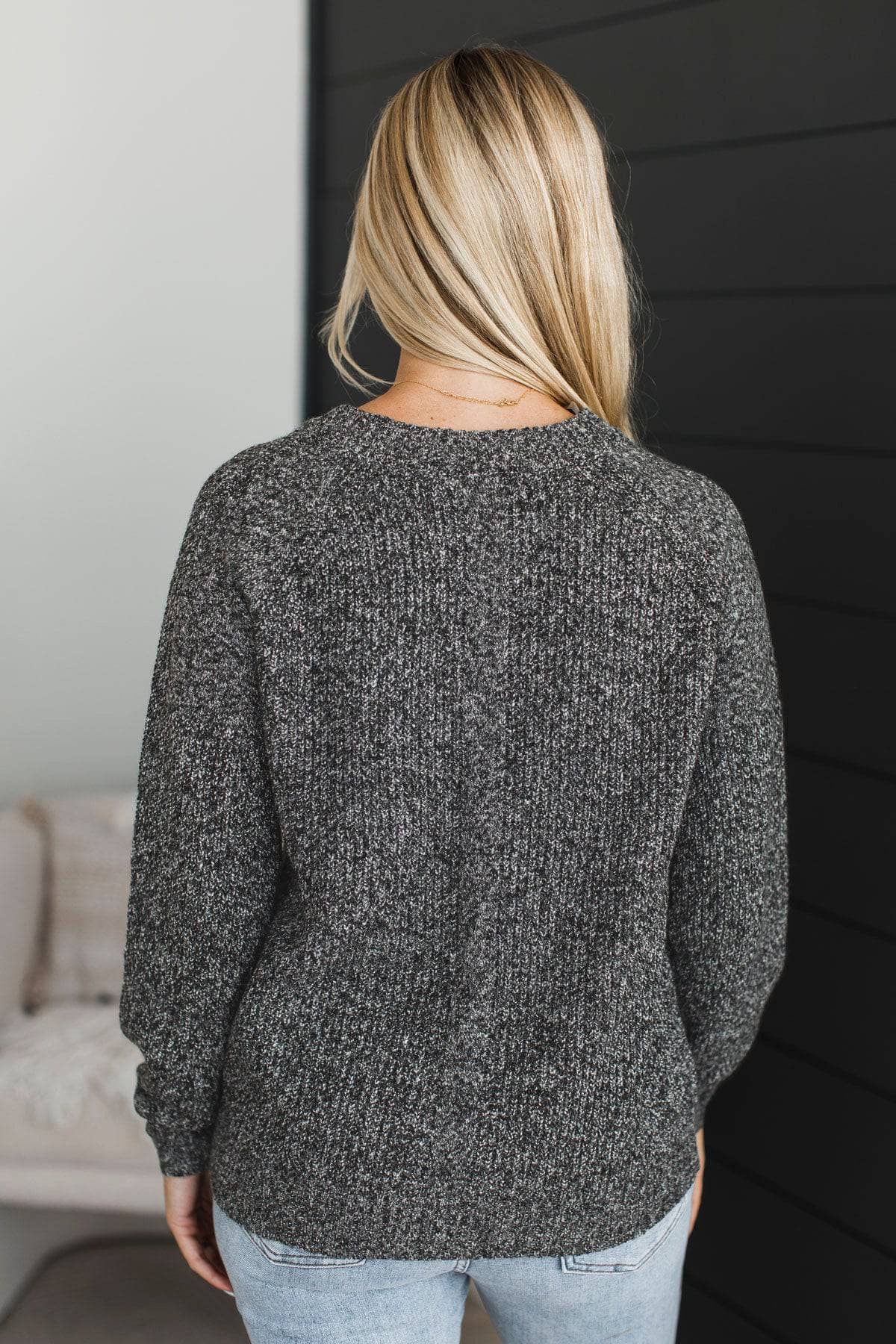 Limitless Mindset Two-Tone Knit Sweater- Charcoal - Image 7
