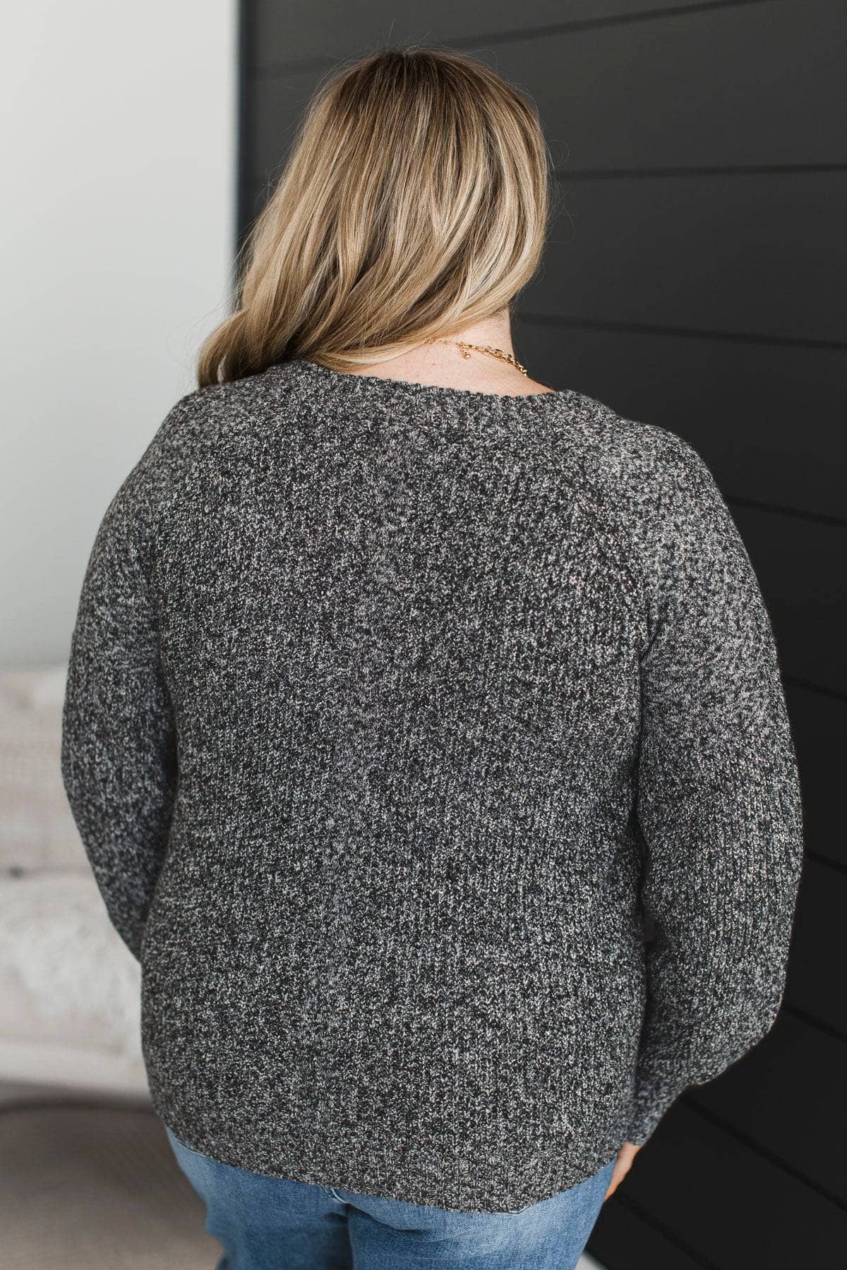 Limitless Mindset Two-Tone Knit Sweater- Charcoal - Image 8