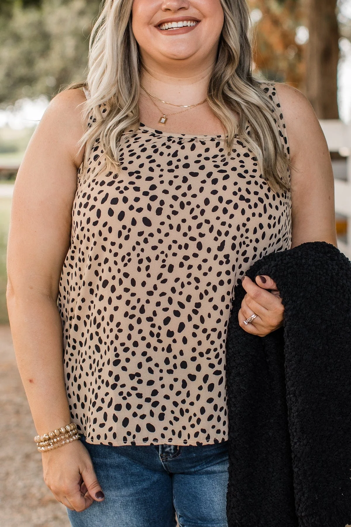 Linked To You Printed Tank Top- Tan - Image 4