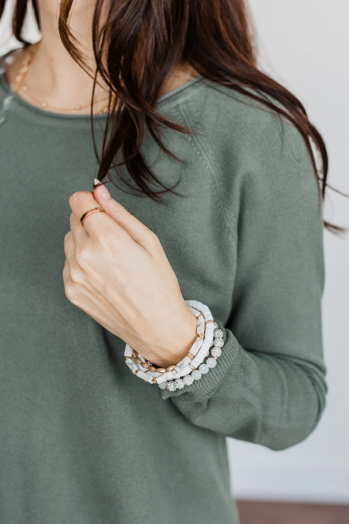 Little Bit Of Sparkle Stackable Bracelet Set- White & Gold - Image 2