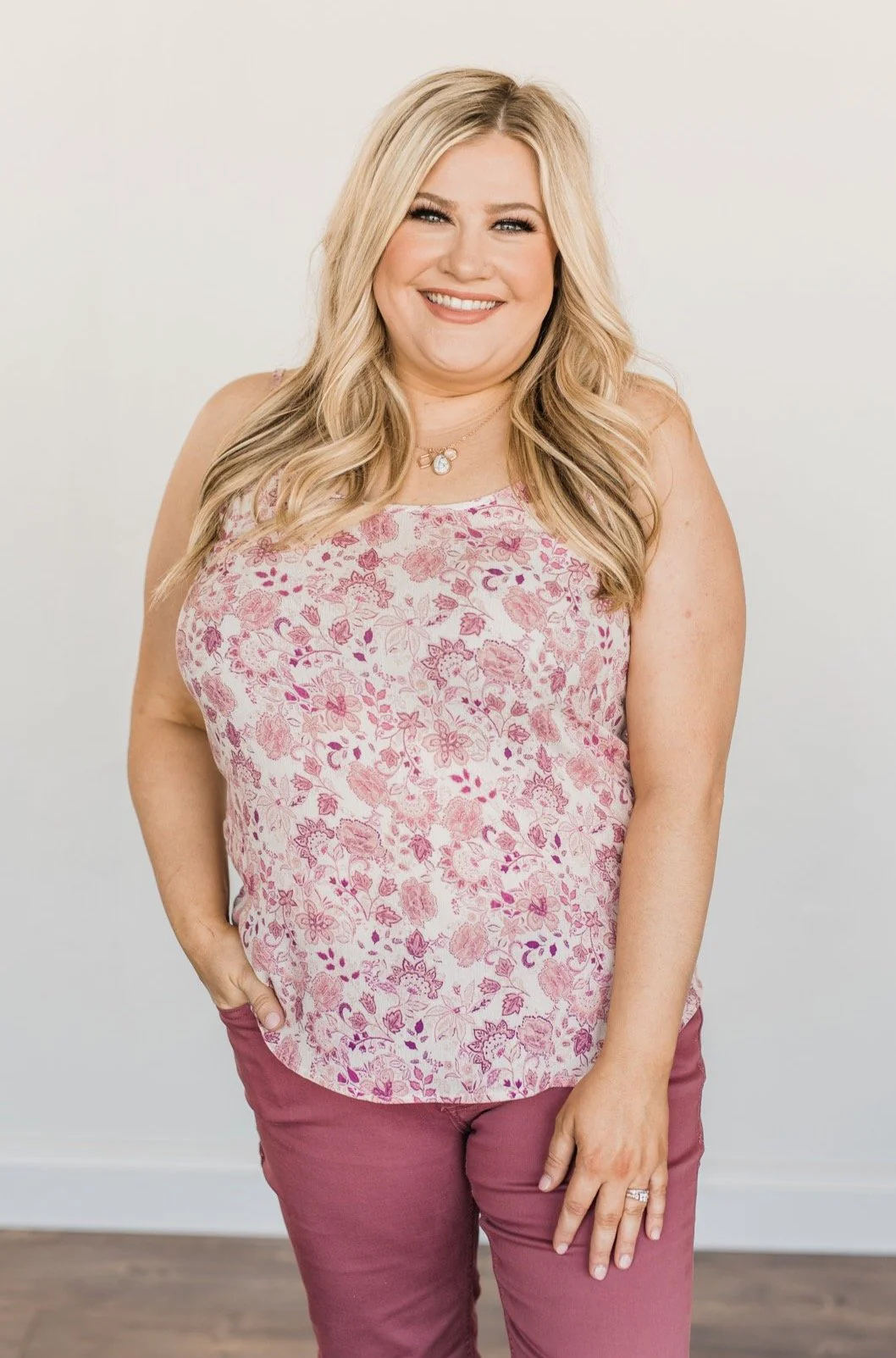 Little Things In Life Floral Tank Top- Shades Of Pink - Image 4