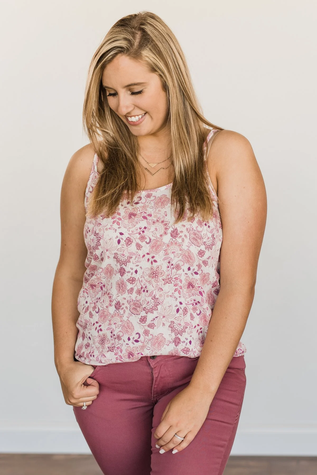 Little Things In Life Floral Tank Top- Shades Of Pink - Image 5