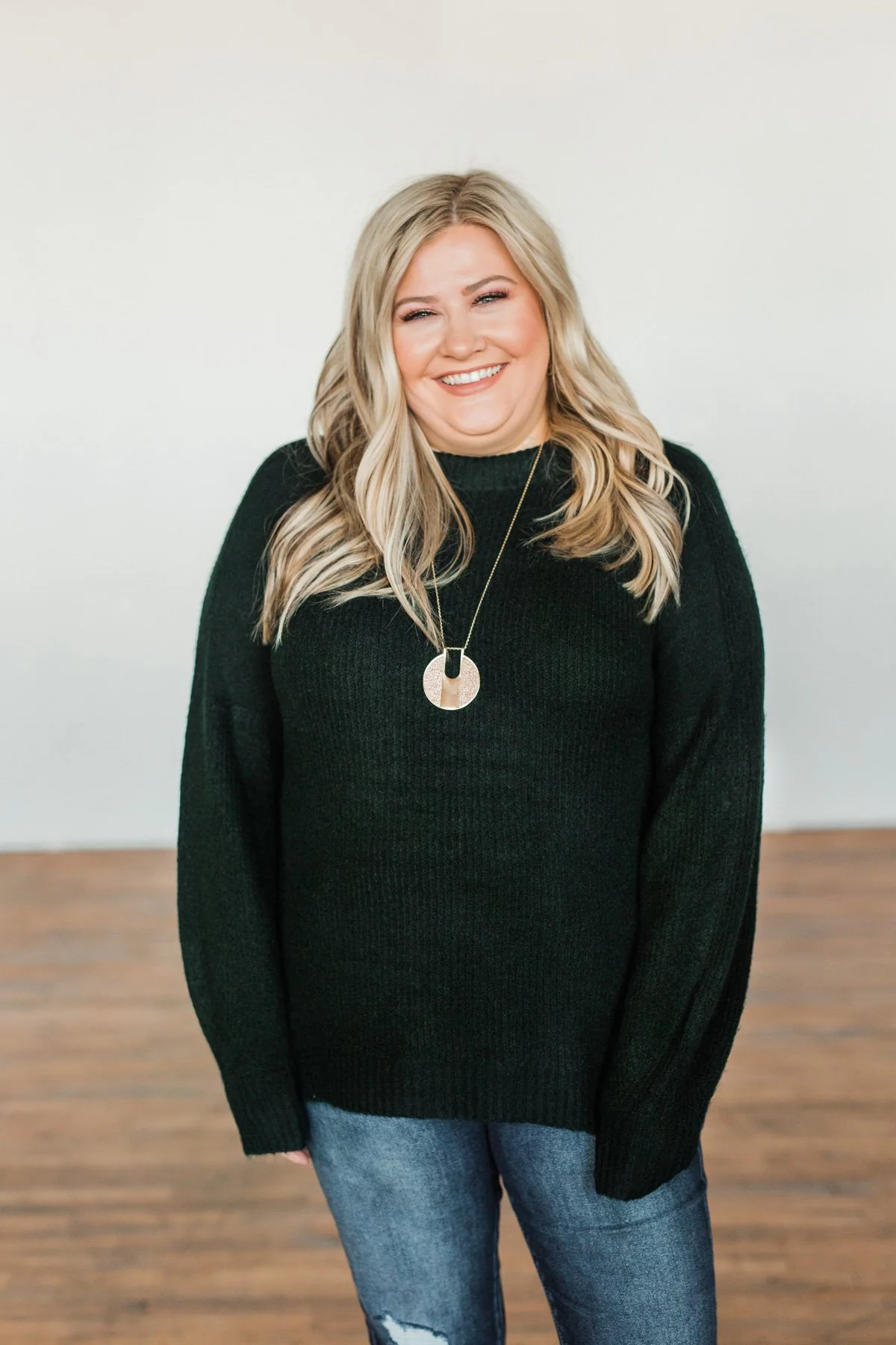 Live A Little Knit Sweater- Hunter Green - Image 3