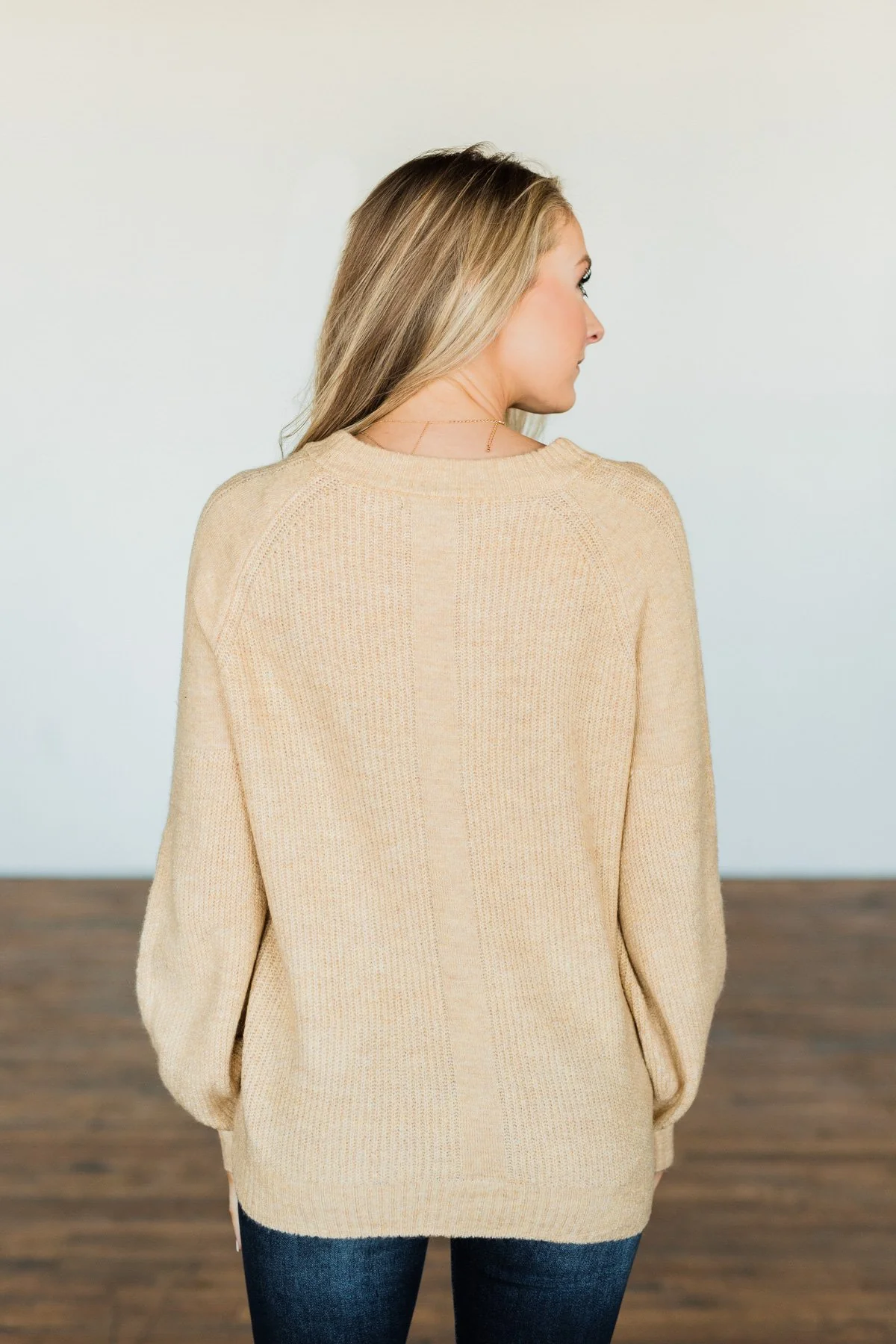Live A Little Knit Sweater- Light Khaki - Image 8