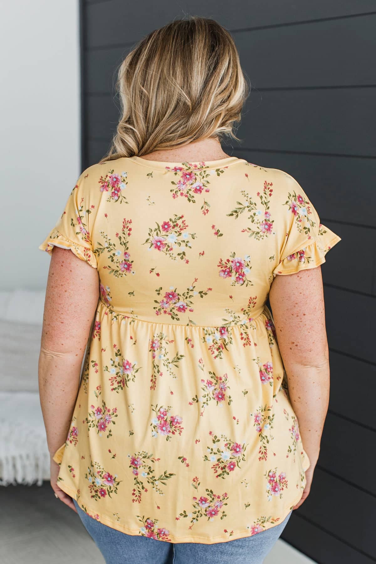 Live Boldly Floral Babydoll Top- Yellow - Image 7