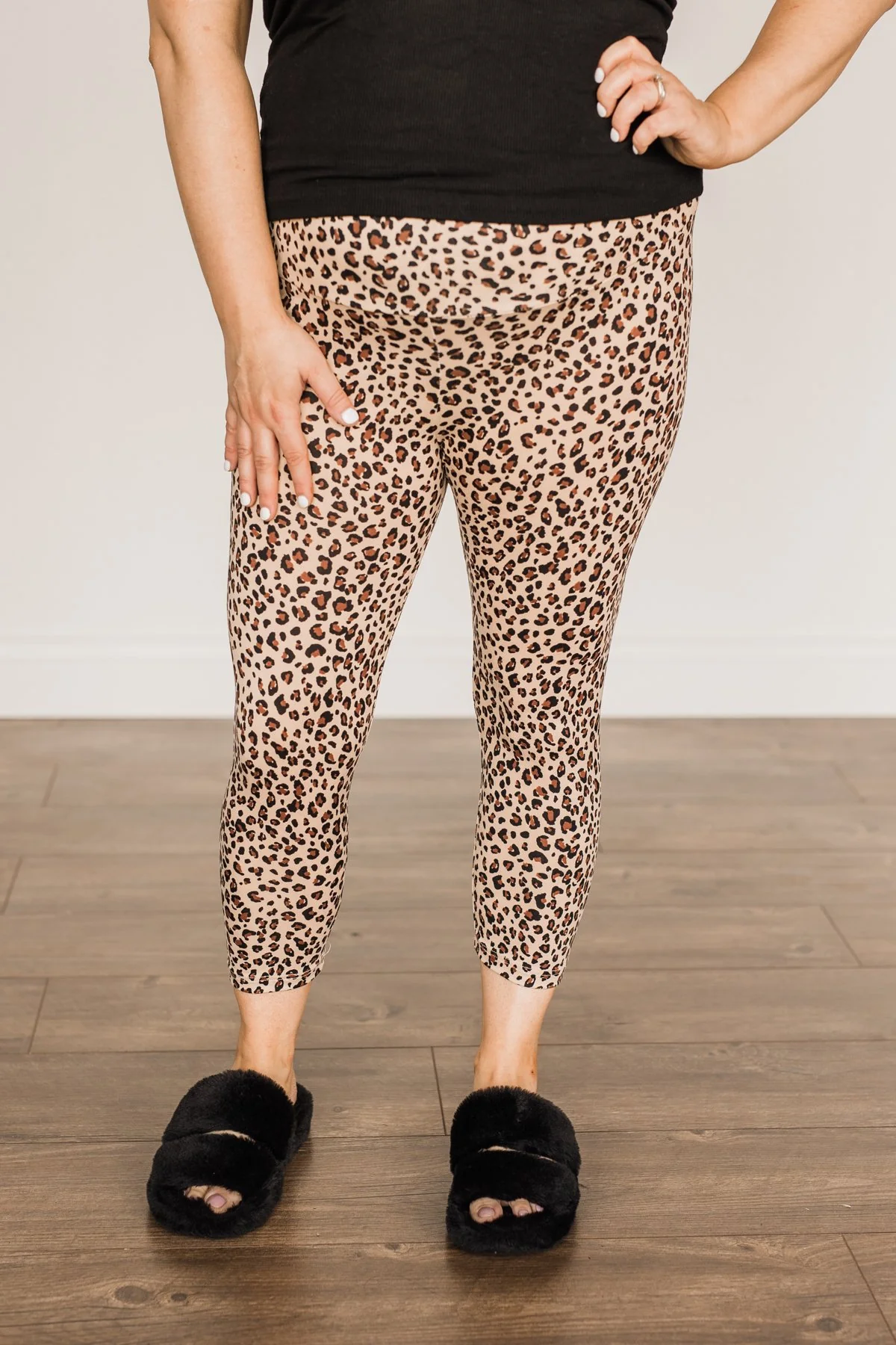 Live For The Day Cropped Leggings- Leopard - Image 2