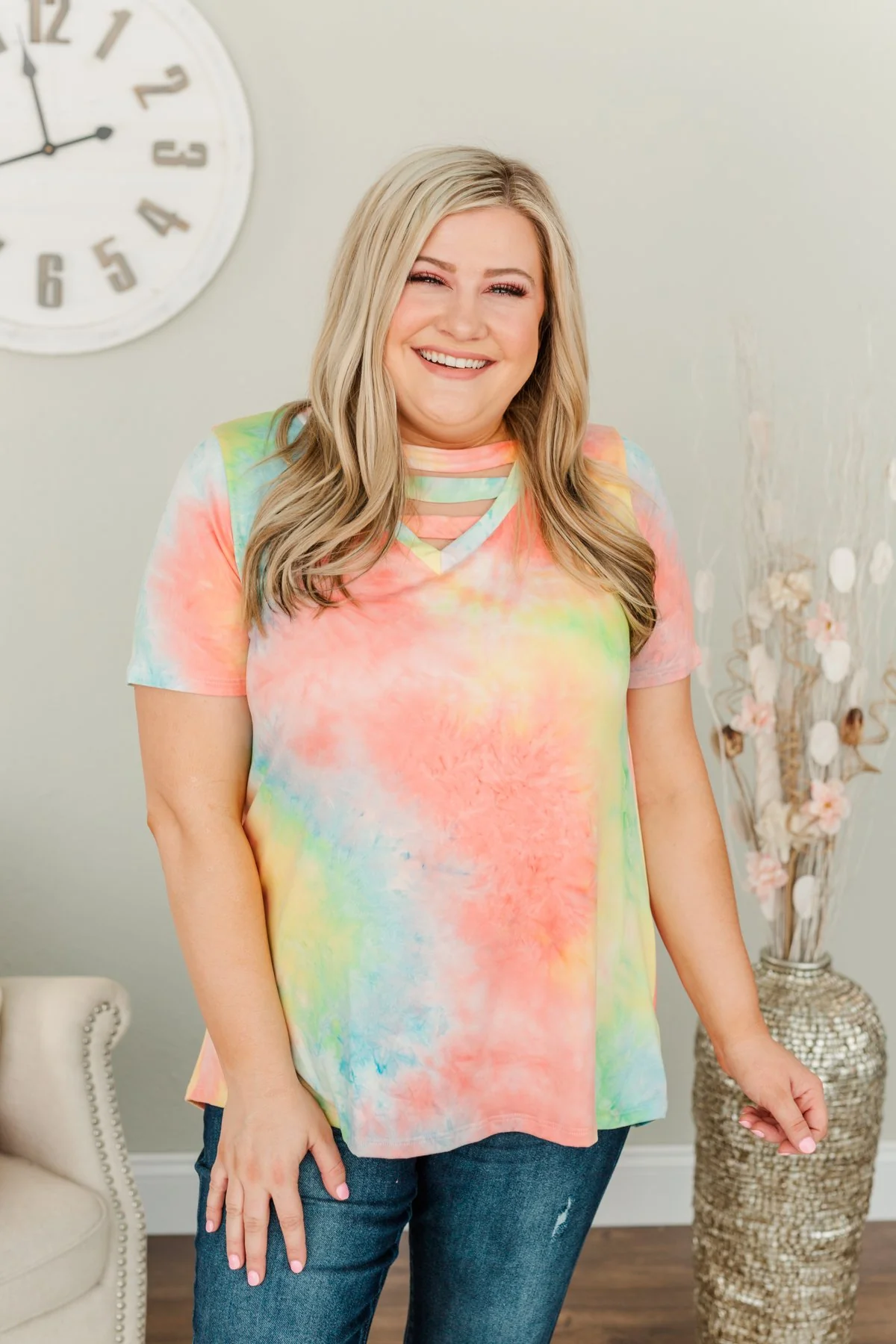 Live In The Moment Tie Dye Top- Multi-Color - Image 2