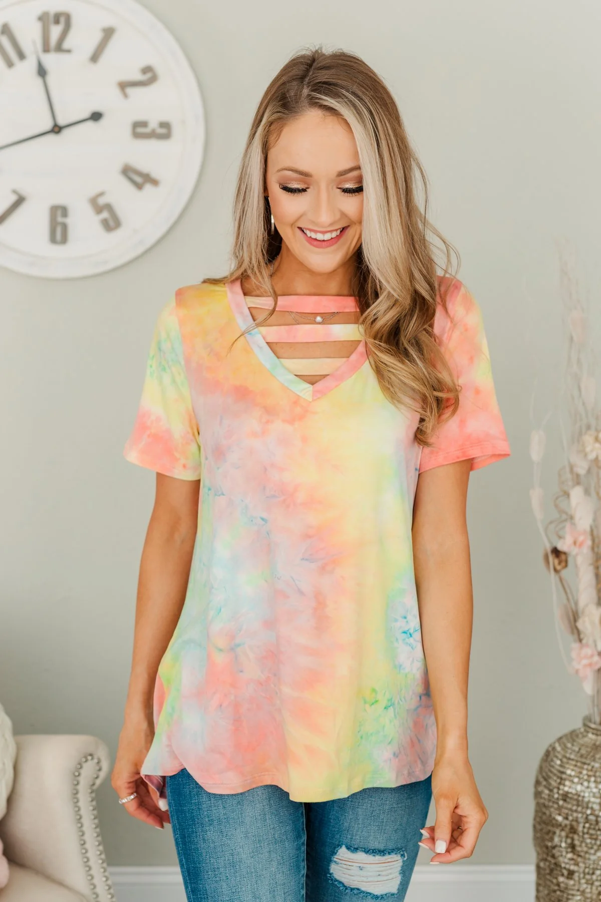 Live In The Moment Tie Dye Top- Multi-Color - Image 3