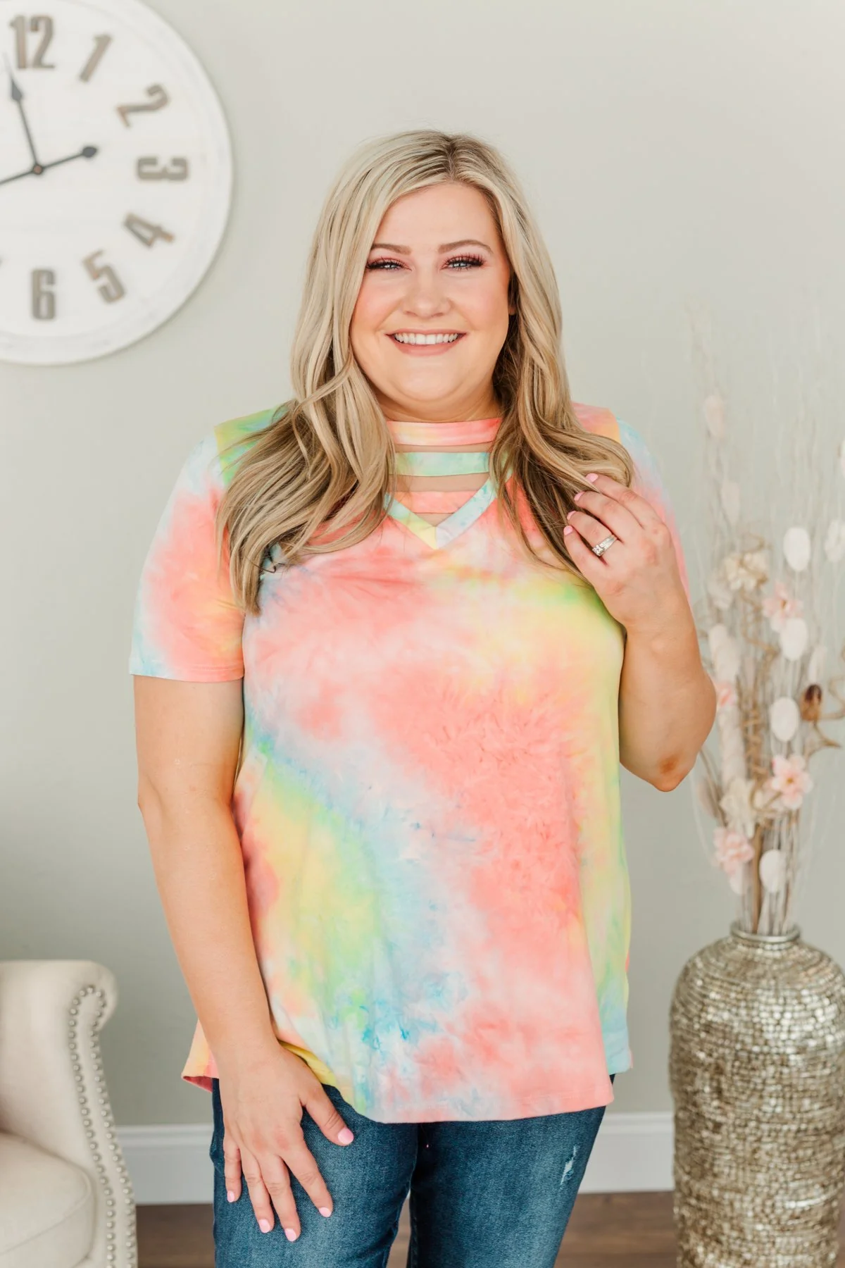 Live In The Moment Tie Dye Top- Multi-Color - Image 4