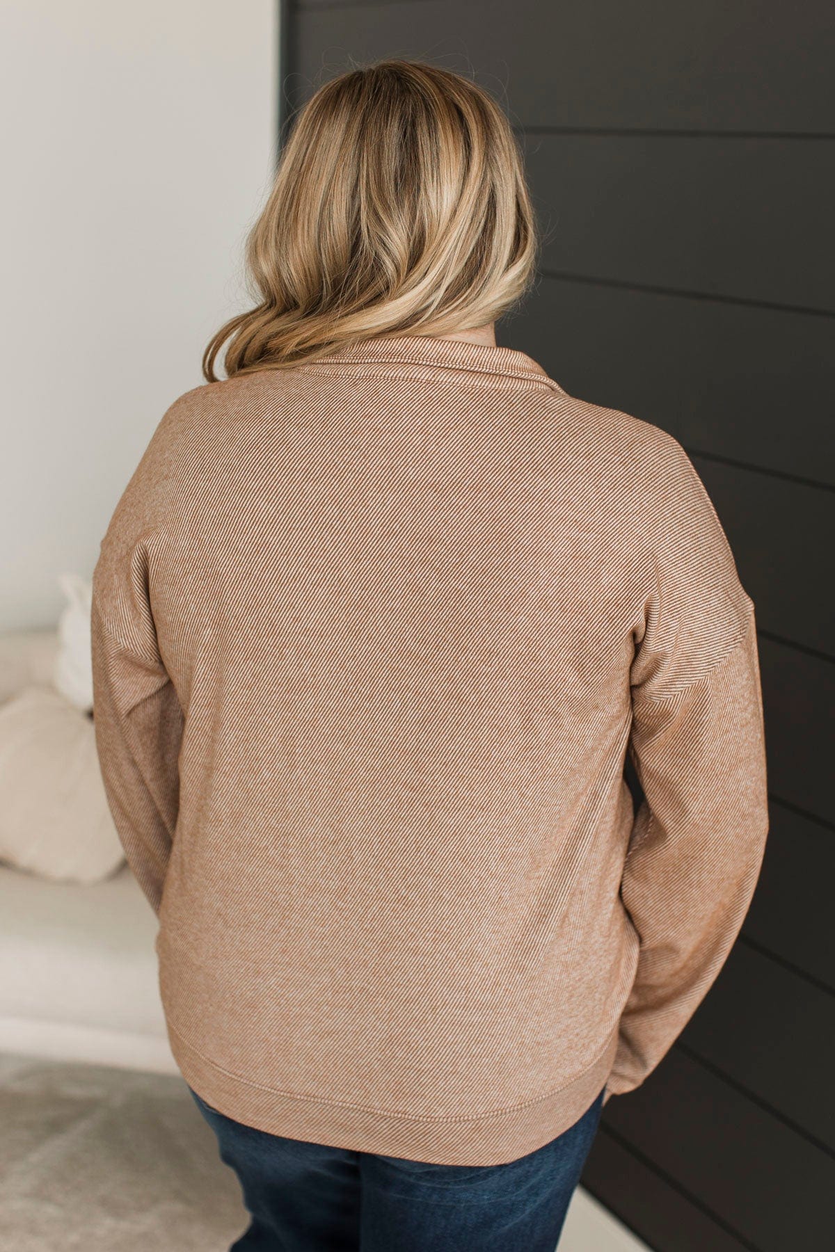 Live It Up Quarter Zip Pullover Top- Rust - Image 8