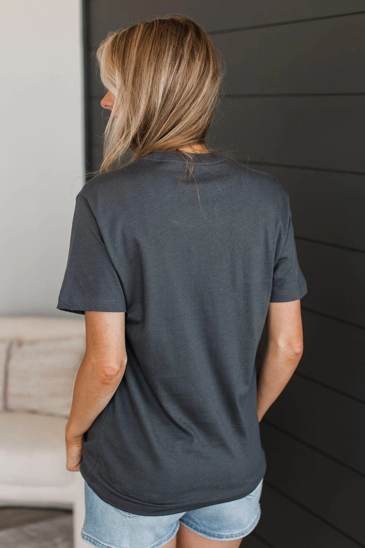 "Live Life In Full Bloom" Floral Graphic Tee- Charcoal - Image 7