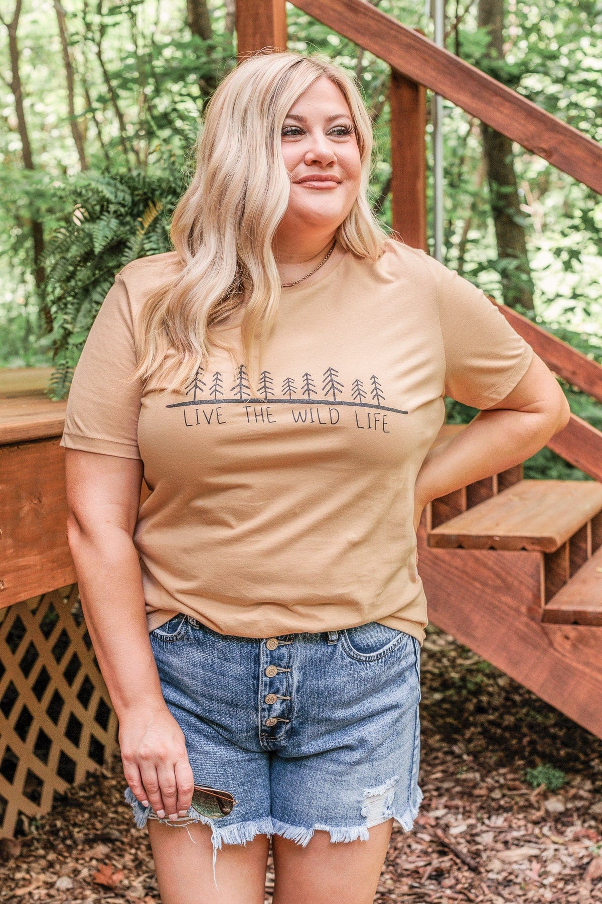 "Live The Wild Life" Graphic Tee- Beige - Image 2