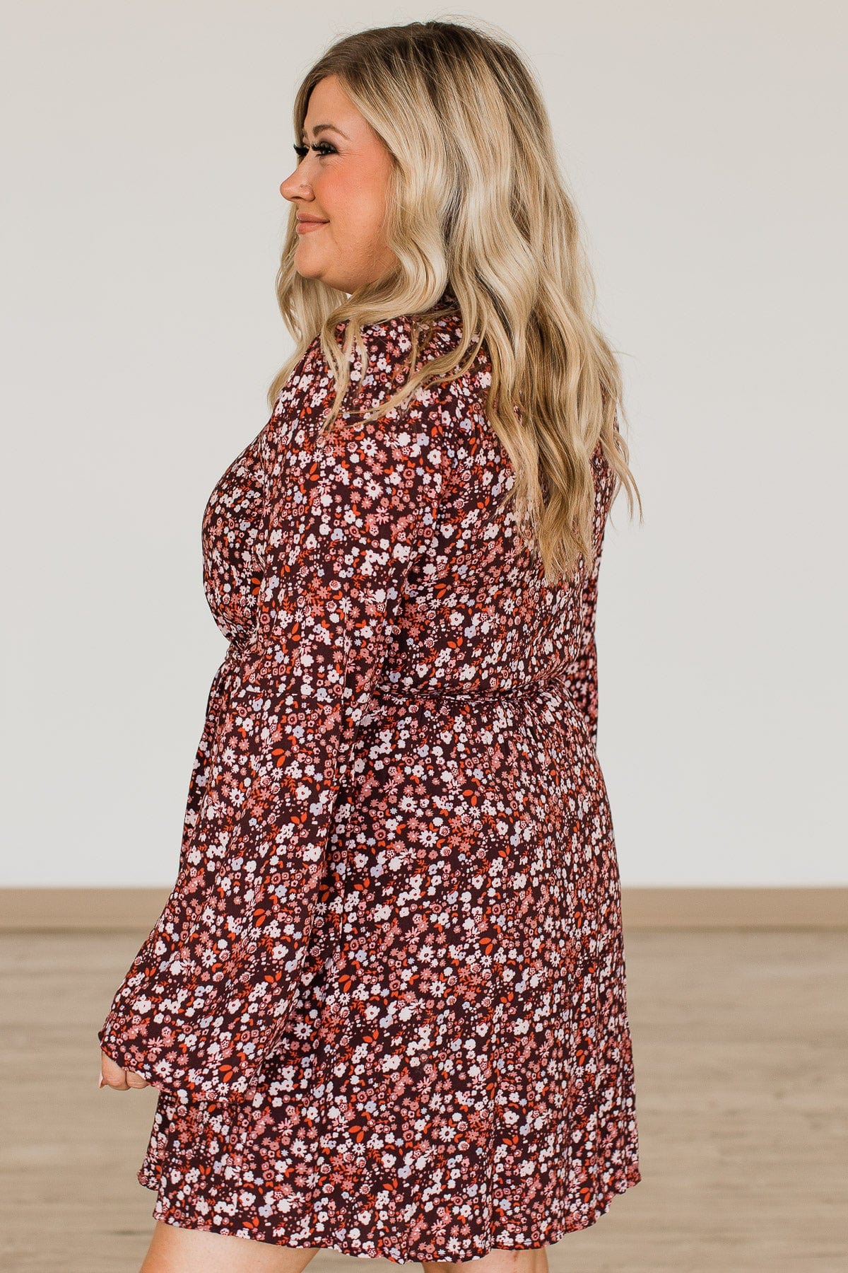 Live Your Dreams Floral Dress- Maroon - Image 8